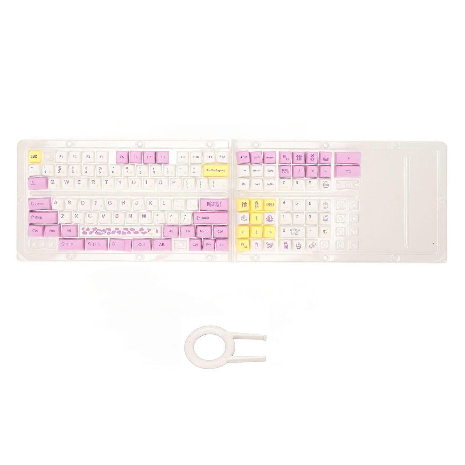 130 Keys Keycap XDA Heat Sublimation Clear Handwriting PBT Keycap Set for 84 87 96 98 100 104 108 Keys Mechanical Keyboard