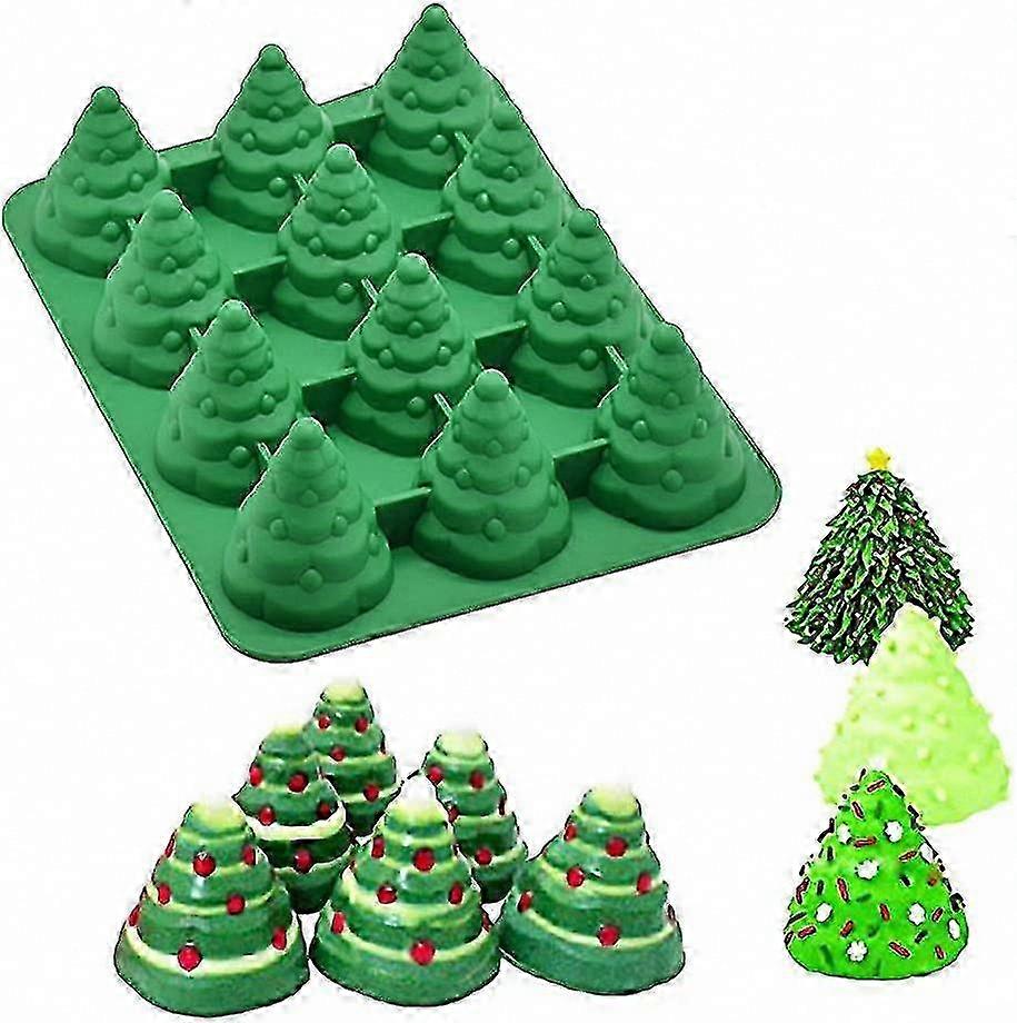 3D Christmas Tree Silicone Mold for Mousse Cake Muffin Baking