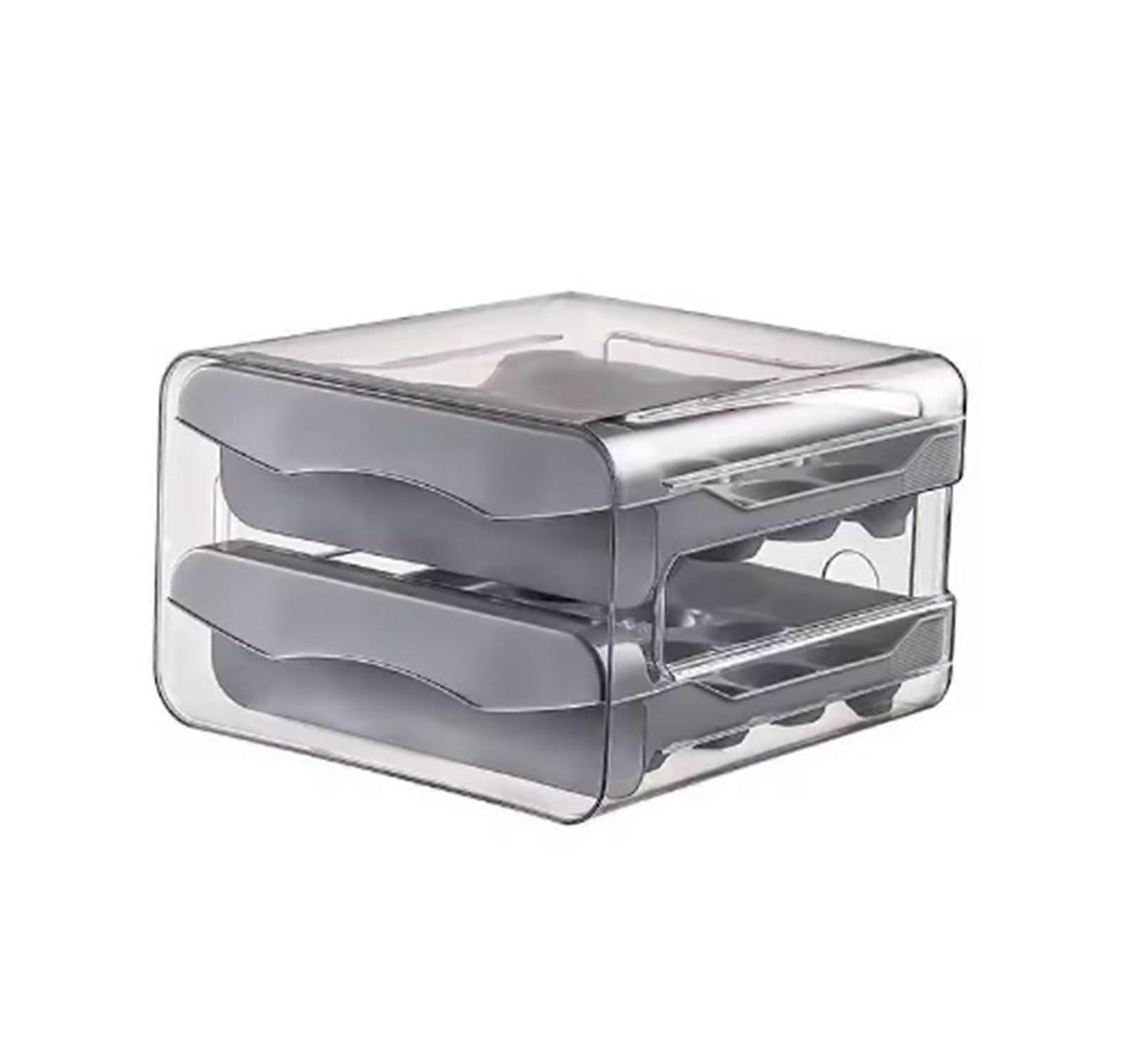 Automatic Scrolling Egg Rack Grey Storage Box Egg Basket Container Organizer Rolldown Refrigerator Dispenser For Kitchen