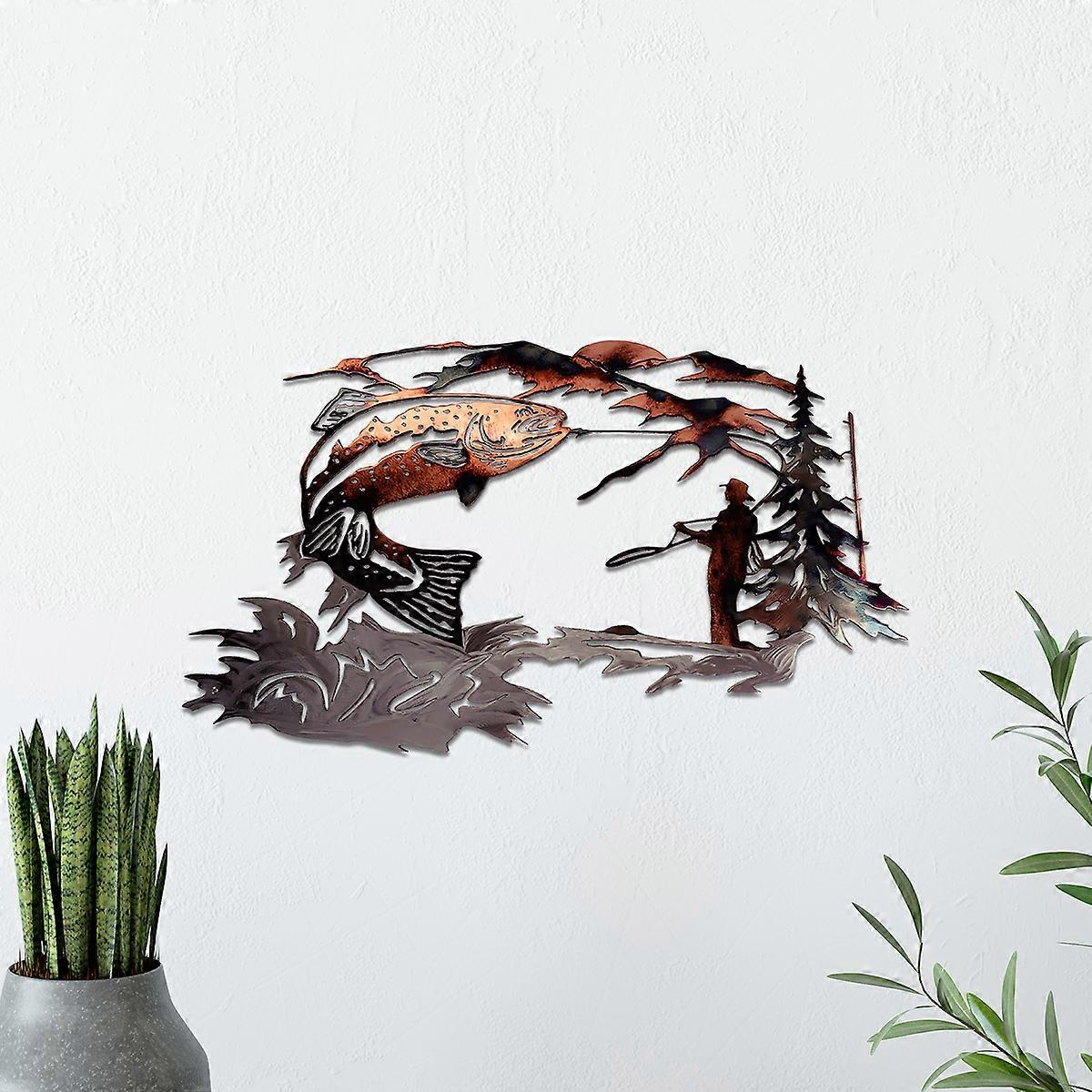 1PC Angler Hanging Metal Wall Décor for Home Interiors