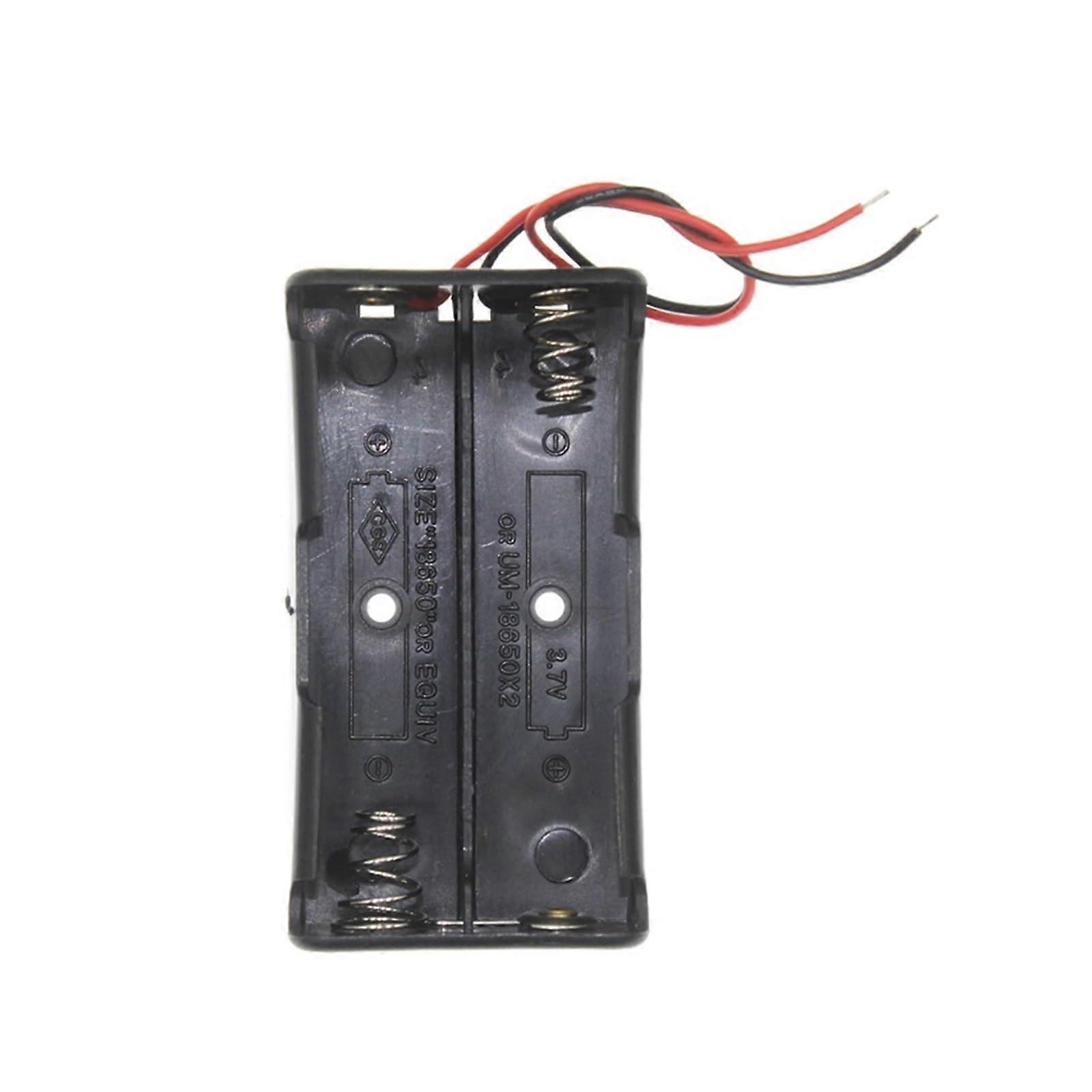 18650 Battery Storage Box 2Slot Case Black Battery Clip Holder With Wire Lead