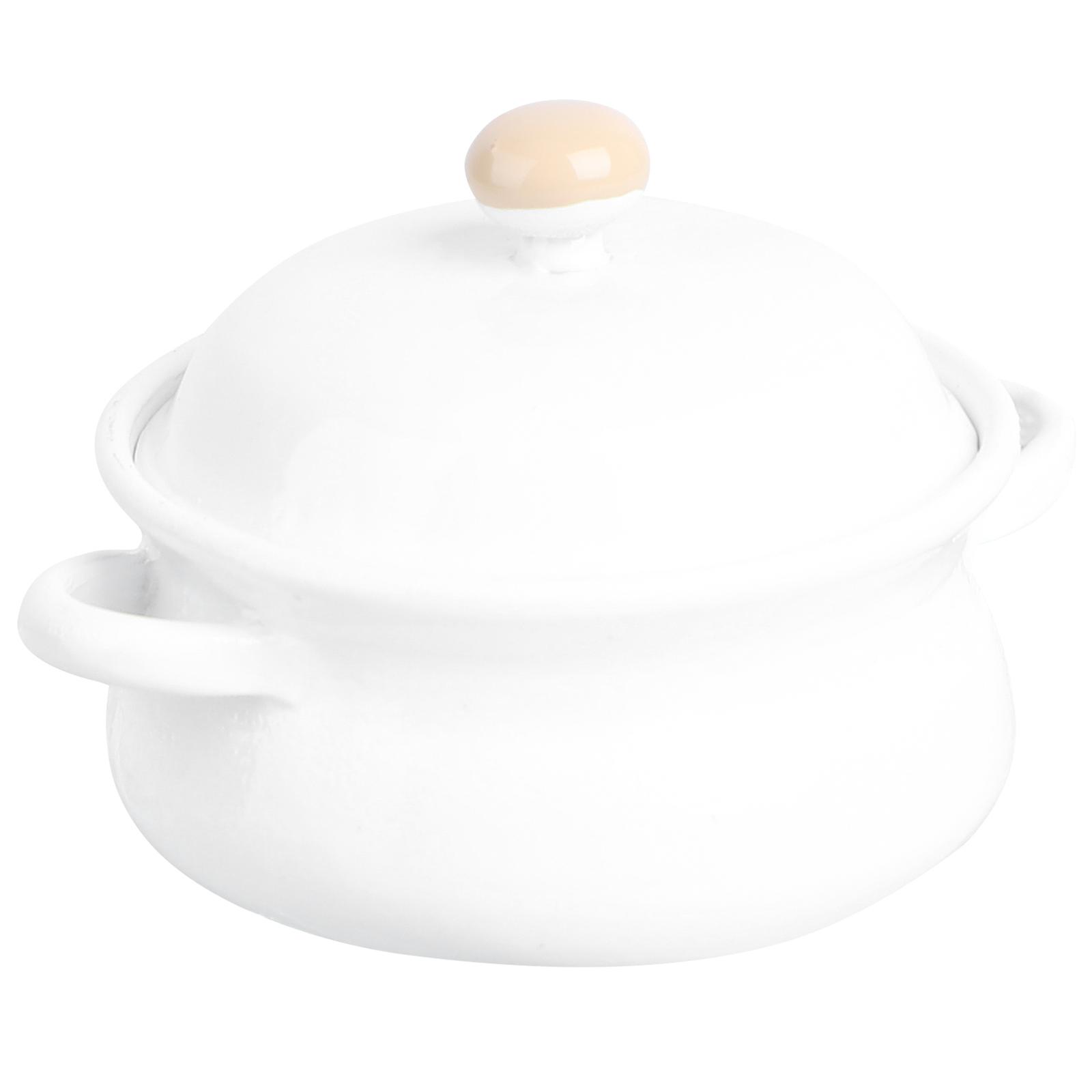 Mini Stockpot Alloy Model for Decoration Use 2Pcs White Desktop Ornament