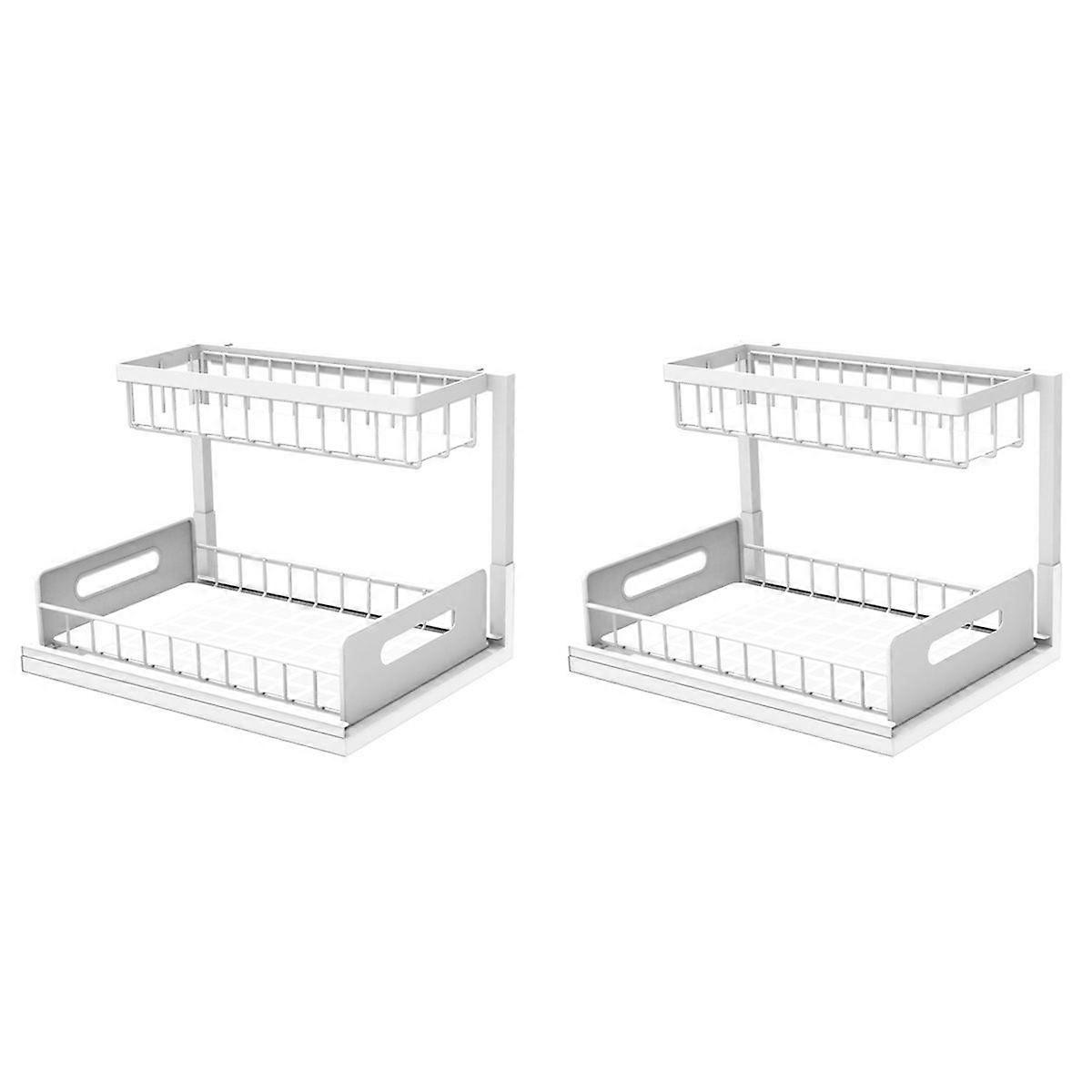 2 Tier Under Sink and Storage, Under Sink Organizer, Slide Out Pull Out Cabinet Organizer Shelf, Metal Sliding Drawer