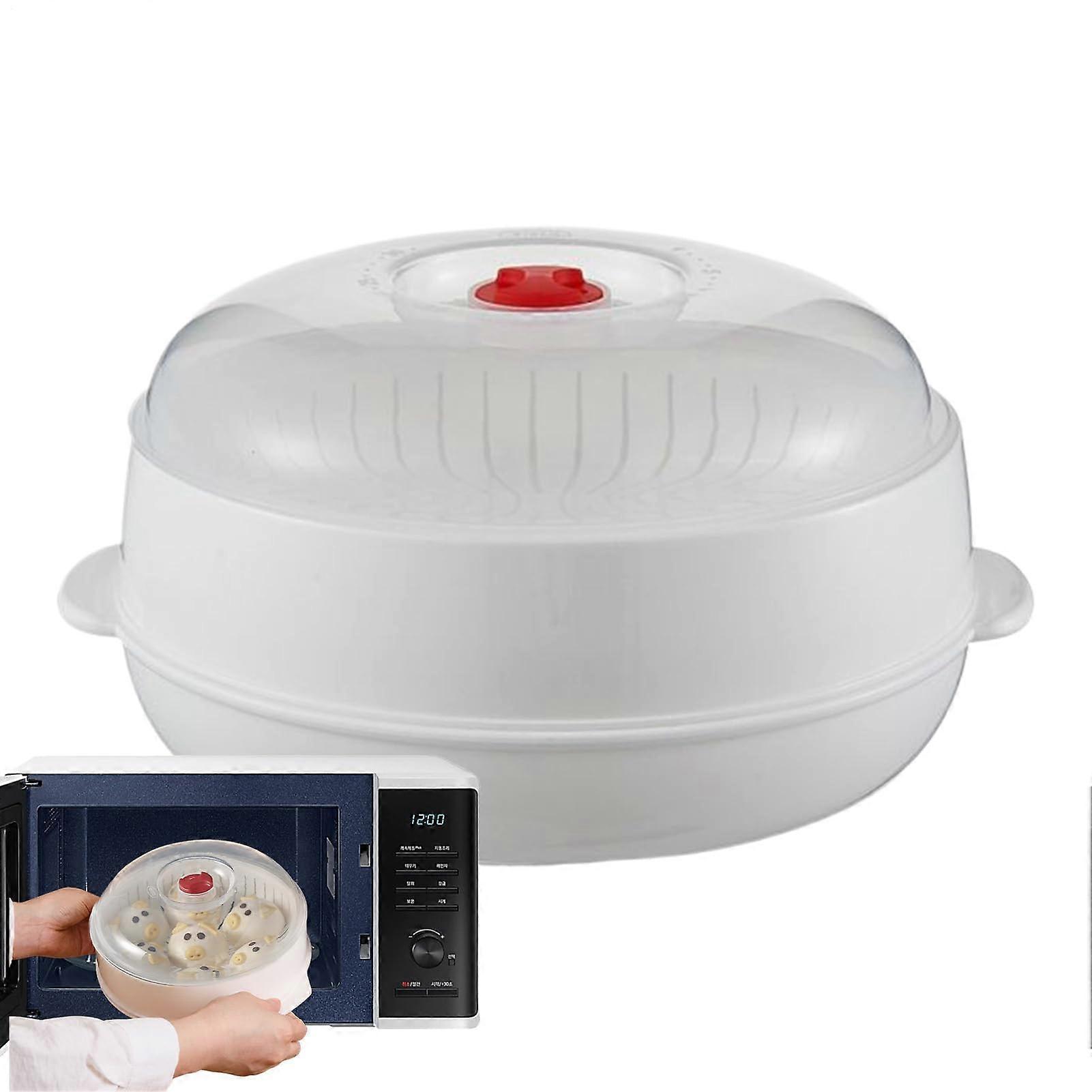 Microwave Steamer NonStick Steaming Basket With Lid And Tray For Rice Vegetables Noodles Dumplings Eggs