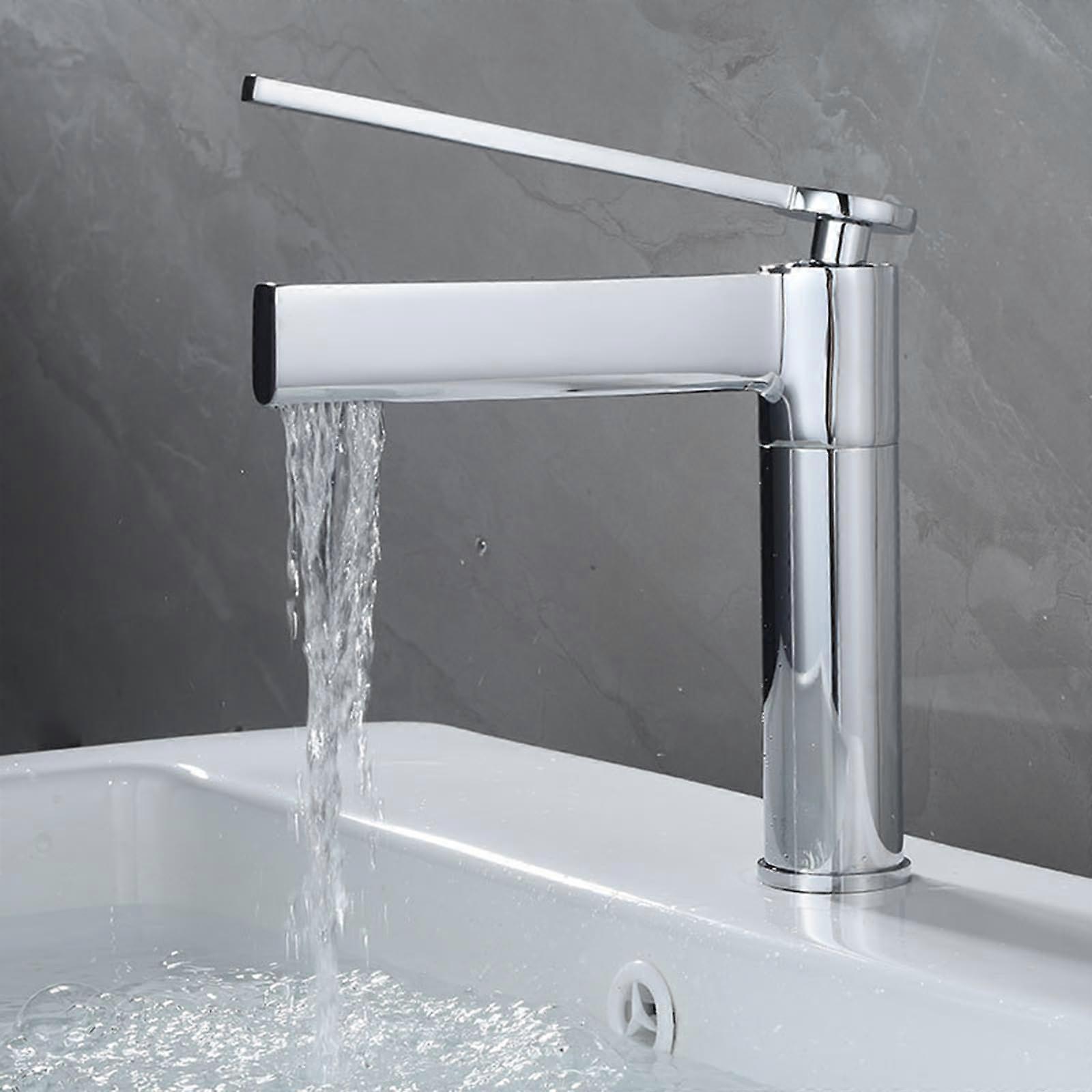 Basin Mixer Tap Waterfall Bathroom Faucet Sink Mixer Single Handle Chrome Finish Low Profile