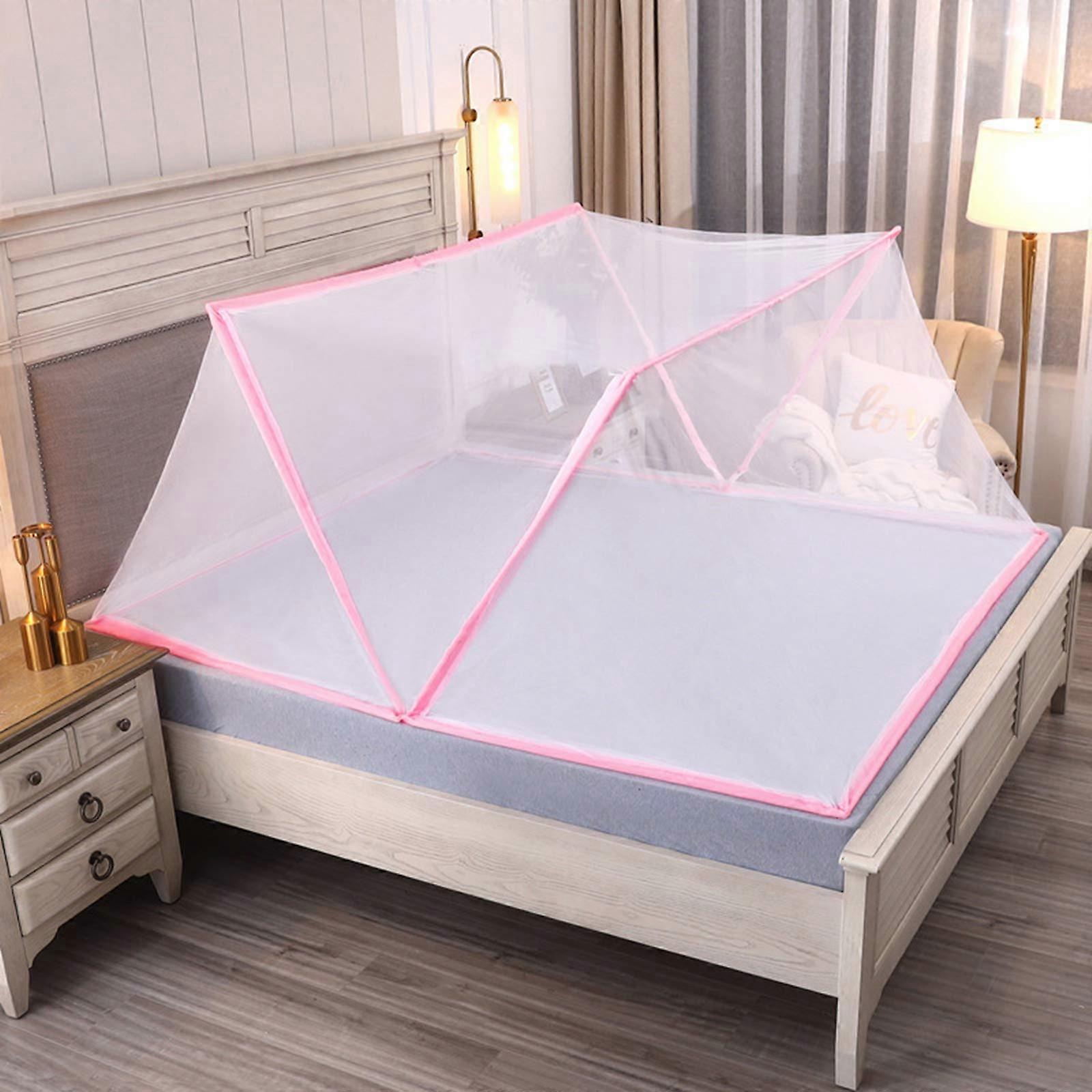 Arched Mosquito Net Foldable Bed Canopy Pink 160x190 Cm Portable Insect Netting for Travel and Home Universal Bed