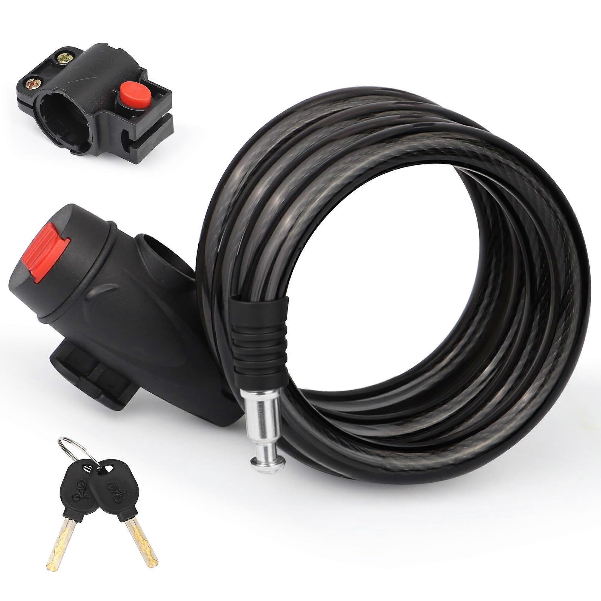 Bike Cable Lock 4Ft Waterproof HeavyDuty AntiTheft With Mounting Bracket And 2 Keys For Mountain Cruiser Scooter