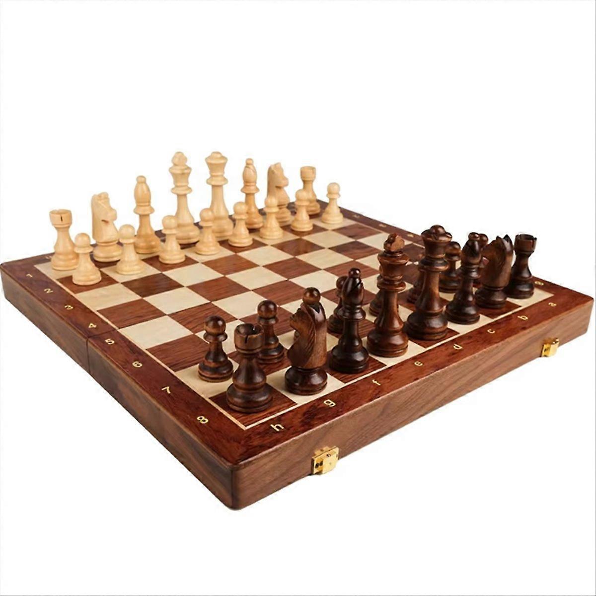 Chess Set Handwork Solid Wood Pieces Walnut Chessboard Children Gift