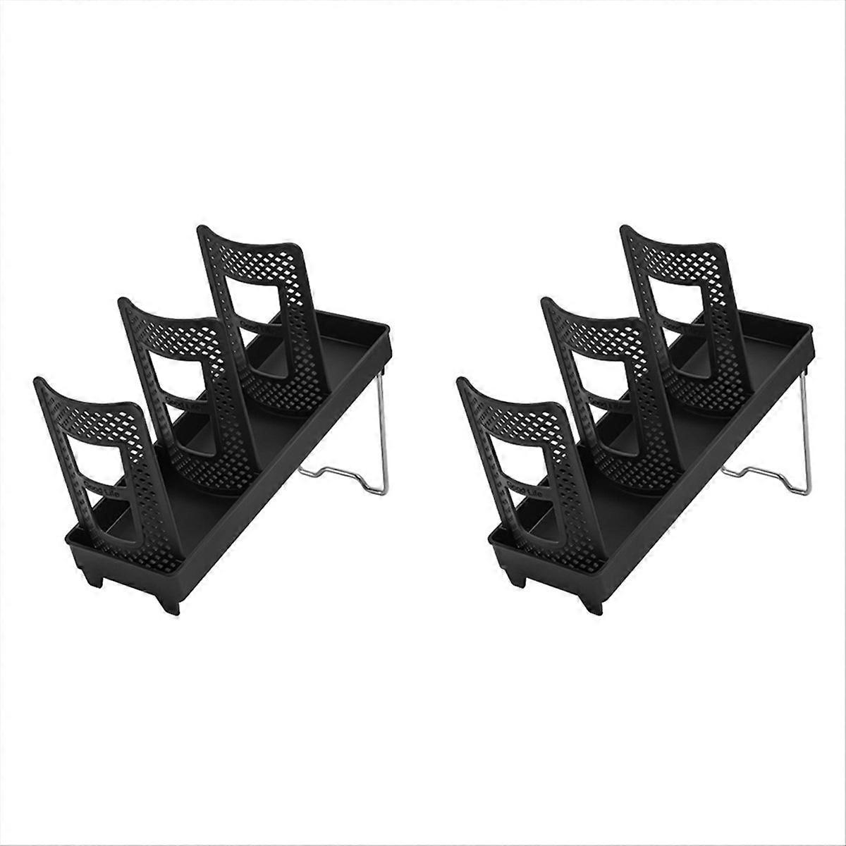 2pcs with Bracket Foldable Cup Holder Coffee Shop Cup Rack Black