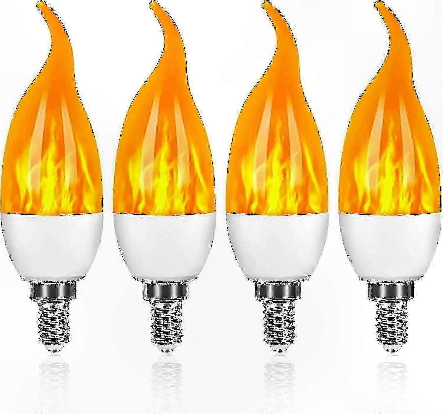 3W E14 LED Flame Bulb 4-Pack with 3 Lighting Modes for Decorative Use