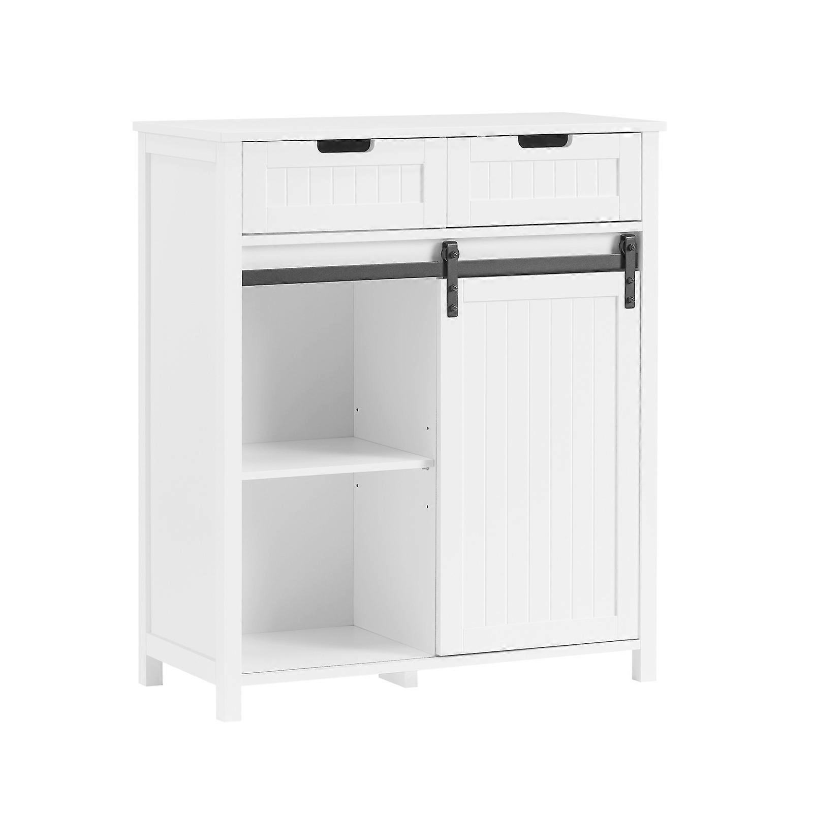 SoBuy Cupboard Sideboard with a Sliding Door and 2 Drawers White,FSB74-K-W