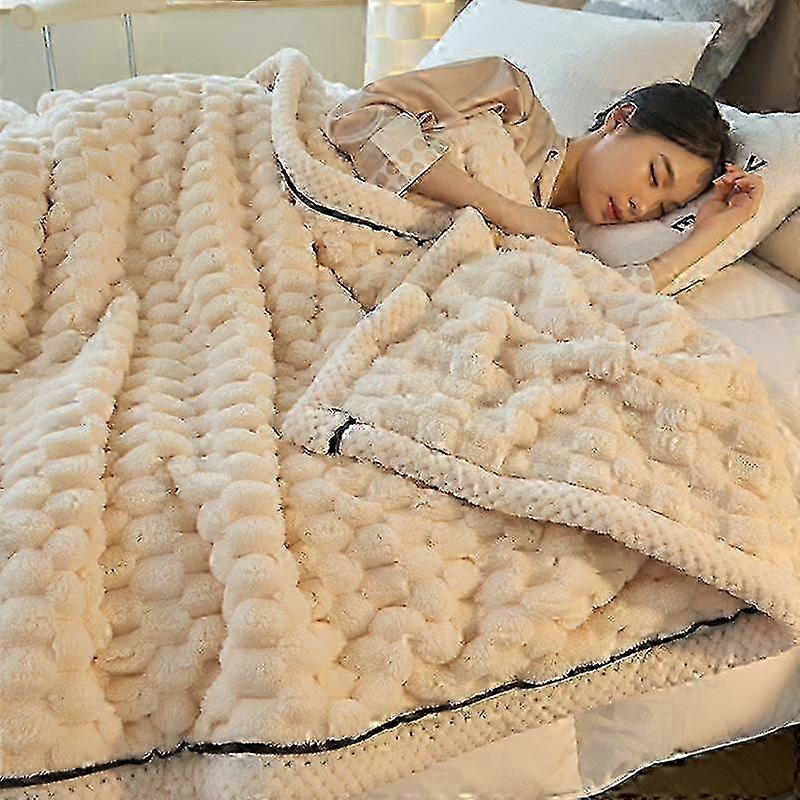 Golden Plush Blanket with Double-Sided Turtle Pattern, Thickened Nap for Autumn Winter Sofa