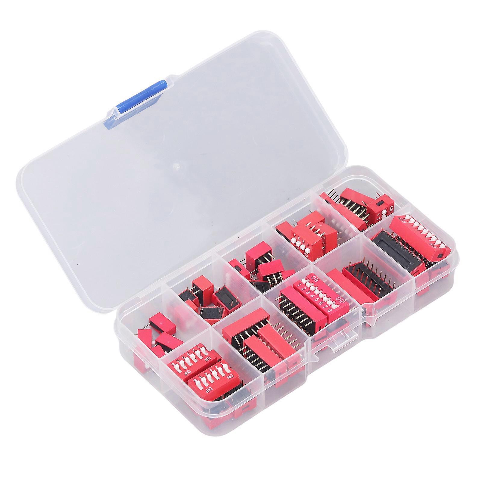 45Pcs Dip Switch Assorted Kit On Off Toggle 2.54mm Range 1 2 3 4 5 6 7 8 9P for Circuit Breadboards