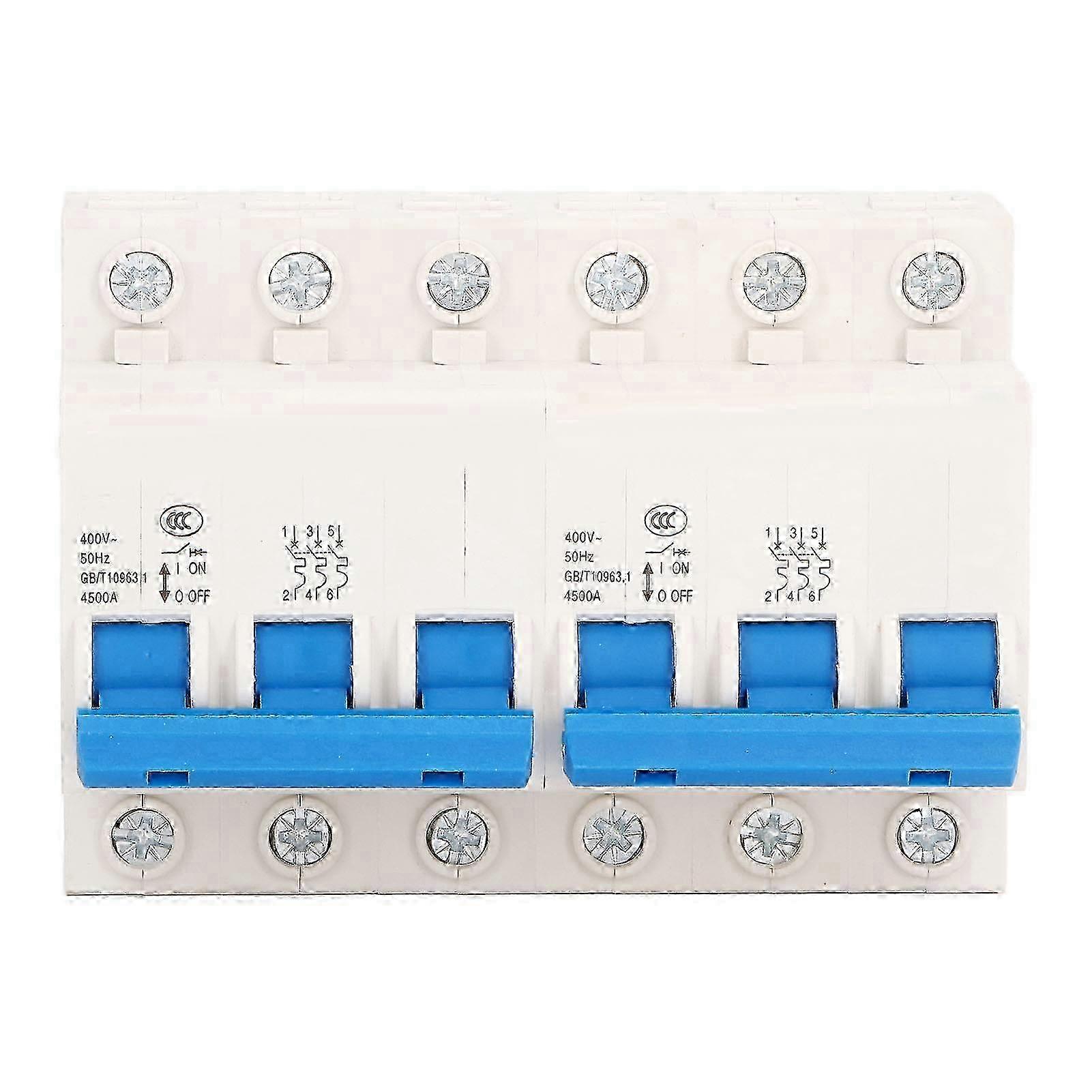 Improved Dual Power Circuit Breaker with DIN Guide Rail - Micro Interlock 3P+3P, 4500A Manual Transfer Switch for AC400V, 63A