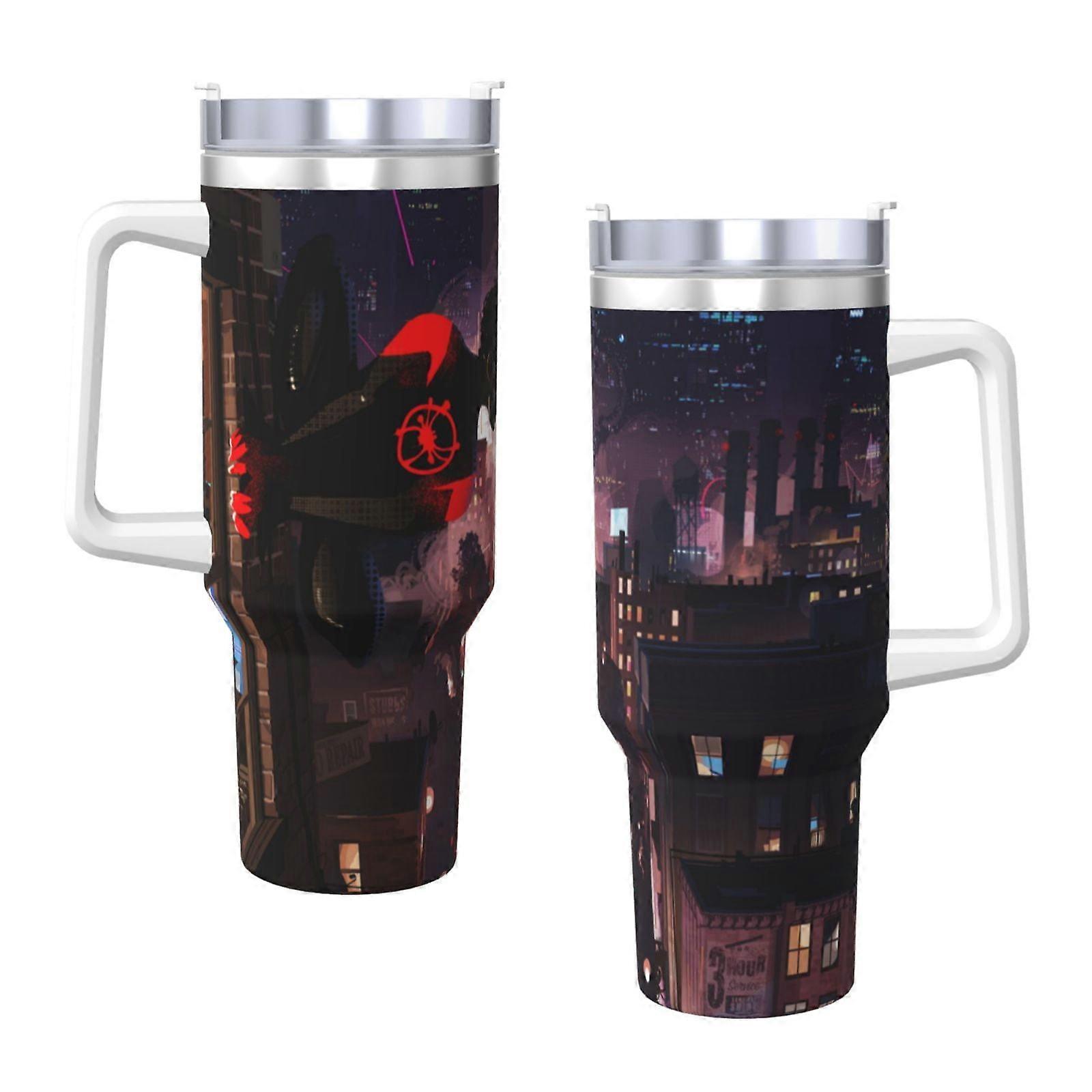 스파이더맨 40oz H2.0 스테인리스 스틸 진공 단열 텀블러 (뚜껑 및 빨대 포함, 물, 아이스티 또는 커피, 스무디용)