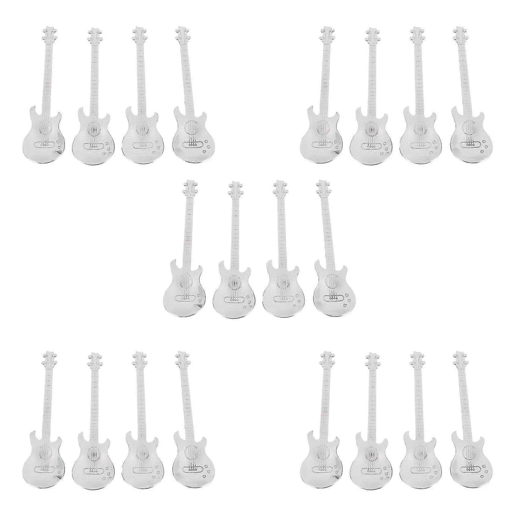 غيتار قهوة ملاعق صغيرة، 20 قطعة ستانلس ستيل موسيقي ملاعق قهوة ملاعق صغيرة خلط ملاعق سكر