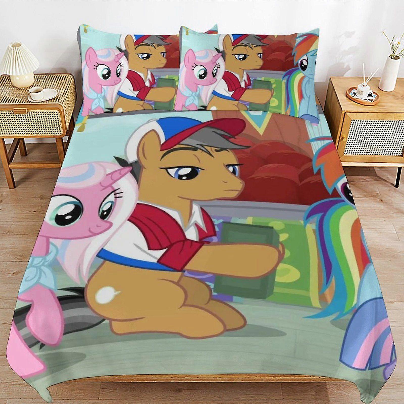 E501 My Little PonyFriendship is Magic Soft Sleep Safe Threaded Build Machine Ready Closure Duvet Cover Sets for Bedroom F501