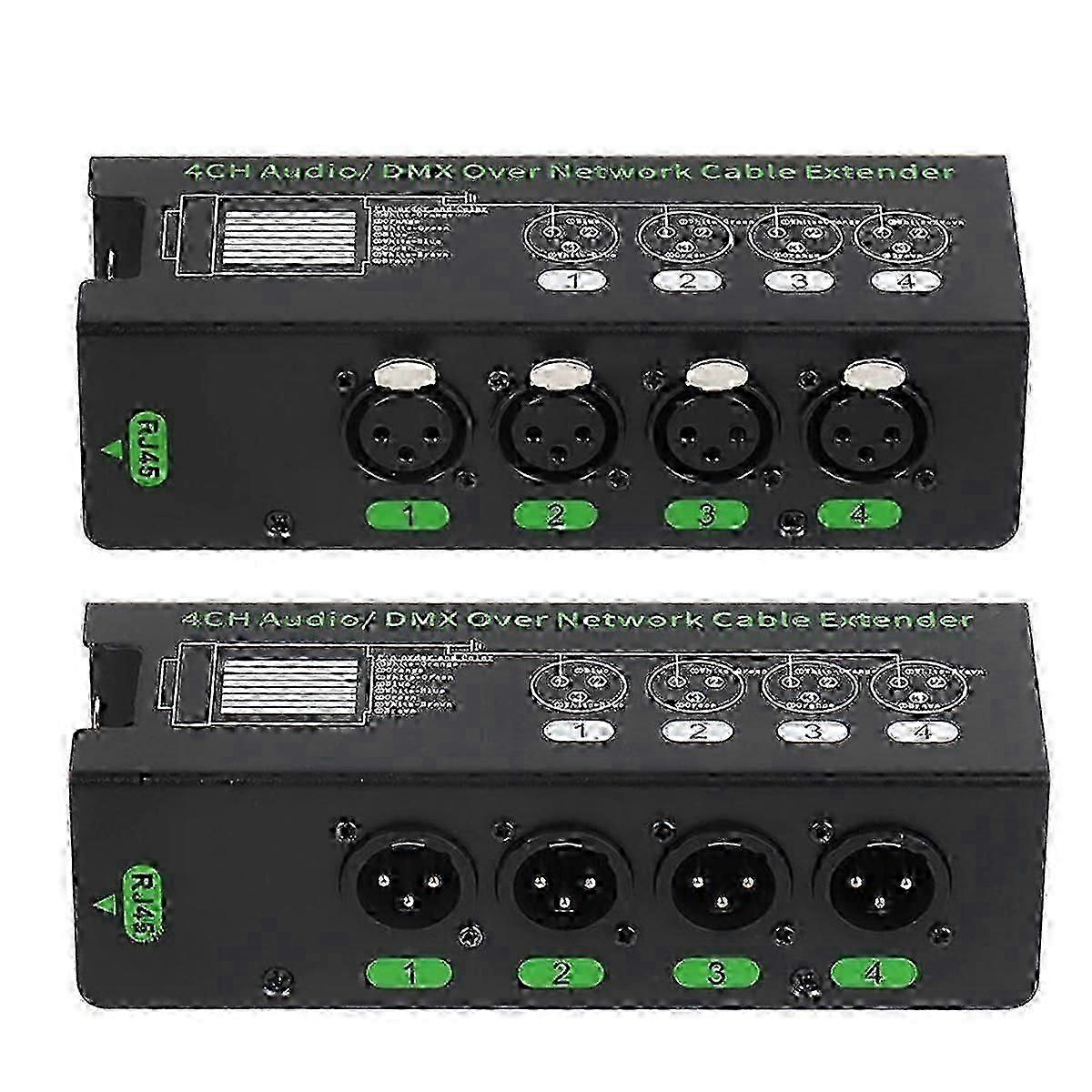 1Pair 4CH 3 Pin Audio/ over Network Cable Extender DMX512 Network Signal Extender XLR to RJ45 Adapte