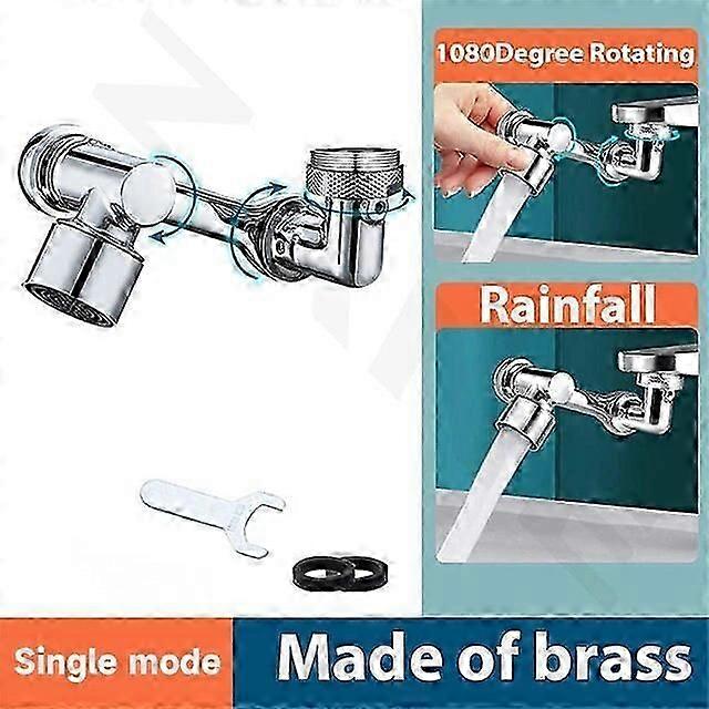 Copper 1080 Swivel Robotic Arm Swivel Extension Faucet Aerator Sink Water Tap Splash Filter Bubbler Nozzle Extender Attachment