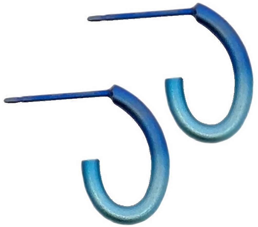 Ti2 Titanium Loop Stud Earrings - Blue