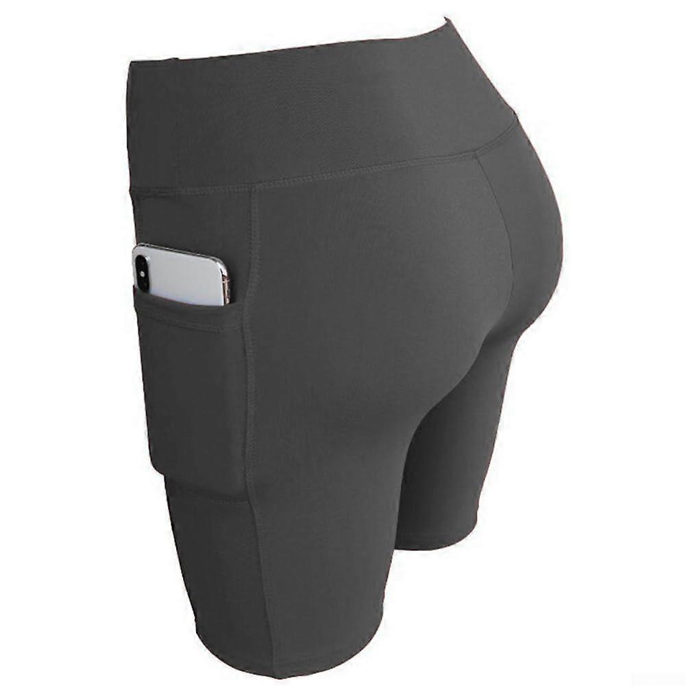 Women's Yoga Shorts With Side Pockets Grey Size M