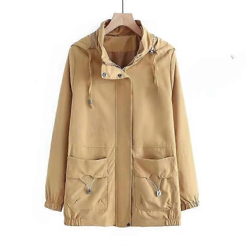 Spring and Autumn Loose Large Size Short Hooded Solid Color Women's Jacket Top