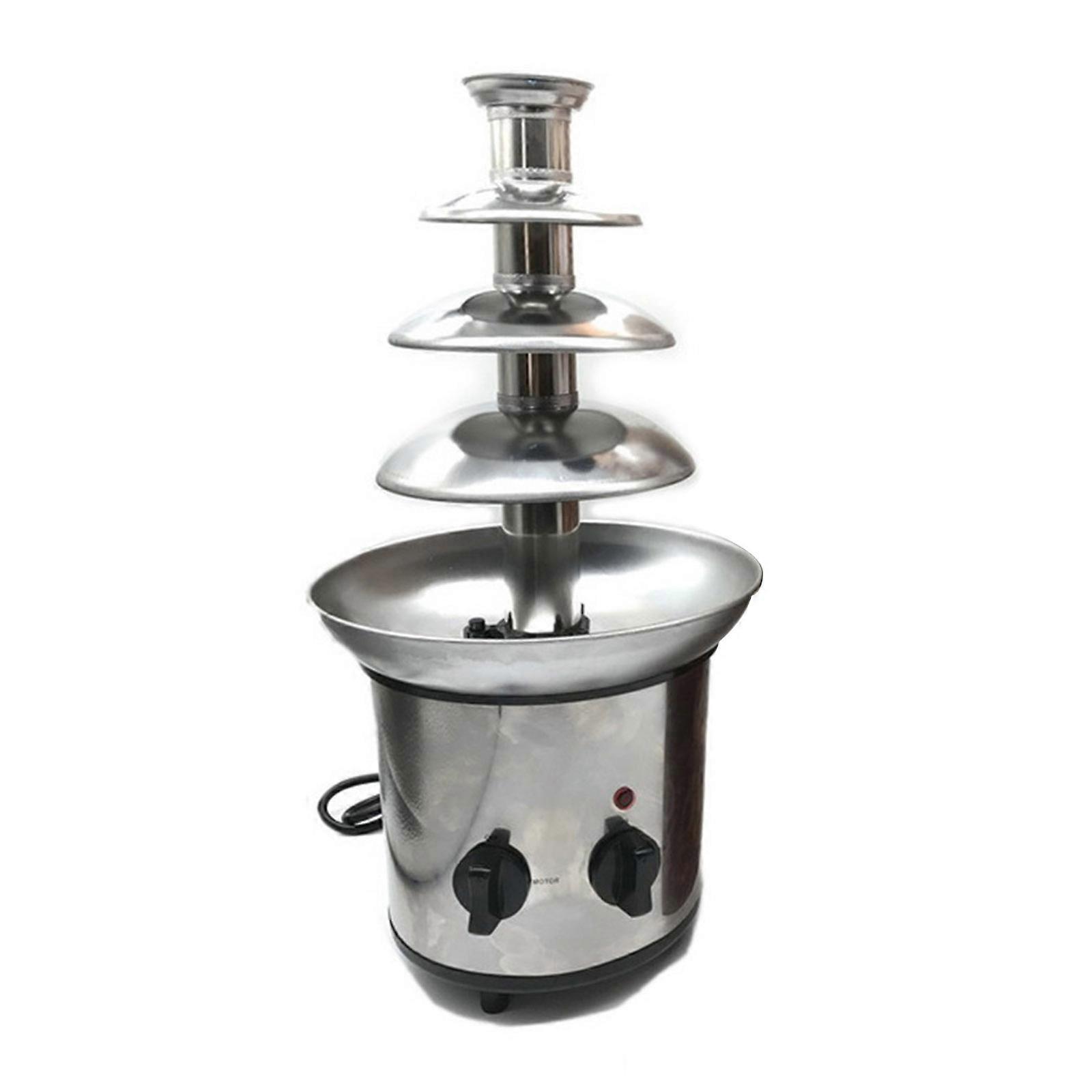 Large Capacity Stainless Steel Melt Tower Four Layer Rotating Chocolate Fondue Fountain Machine for Wedding Party Multicolor
