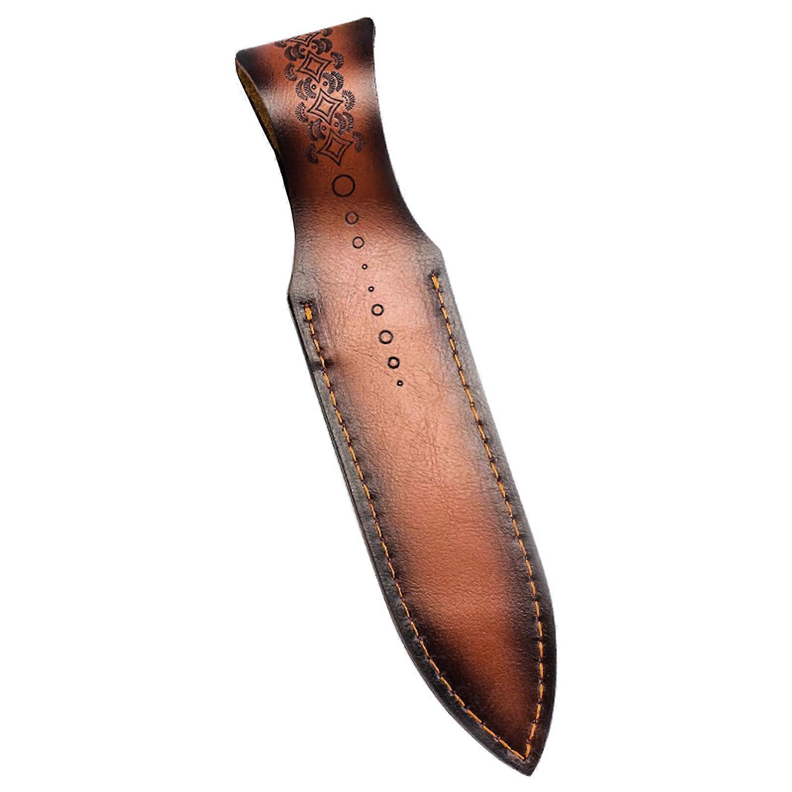 Handcrafted Leather Blade Sheath With Safety Lock Mechanism Heavy Duty Belt Loop Design Suitable For Campers Woodworkers Multicolor