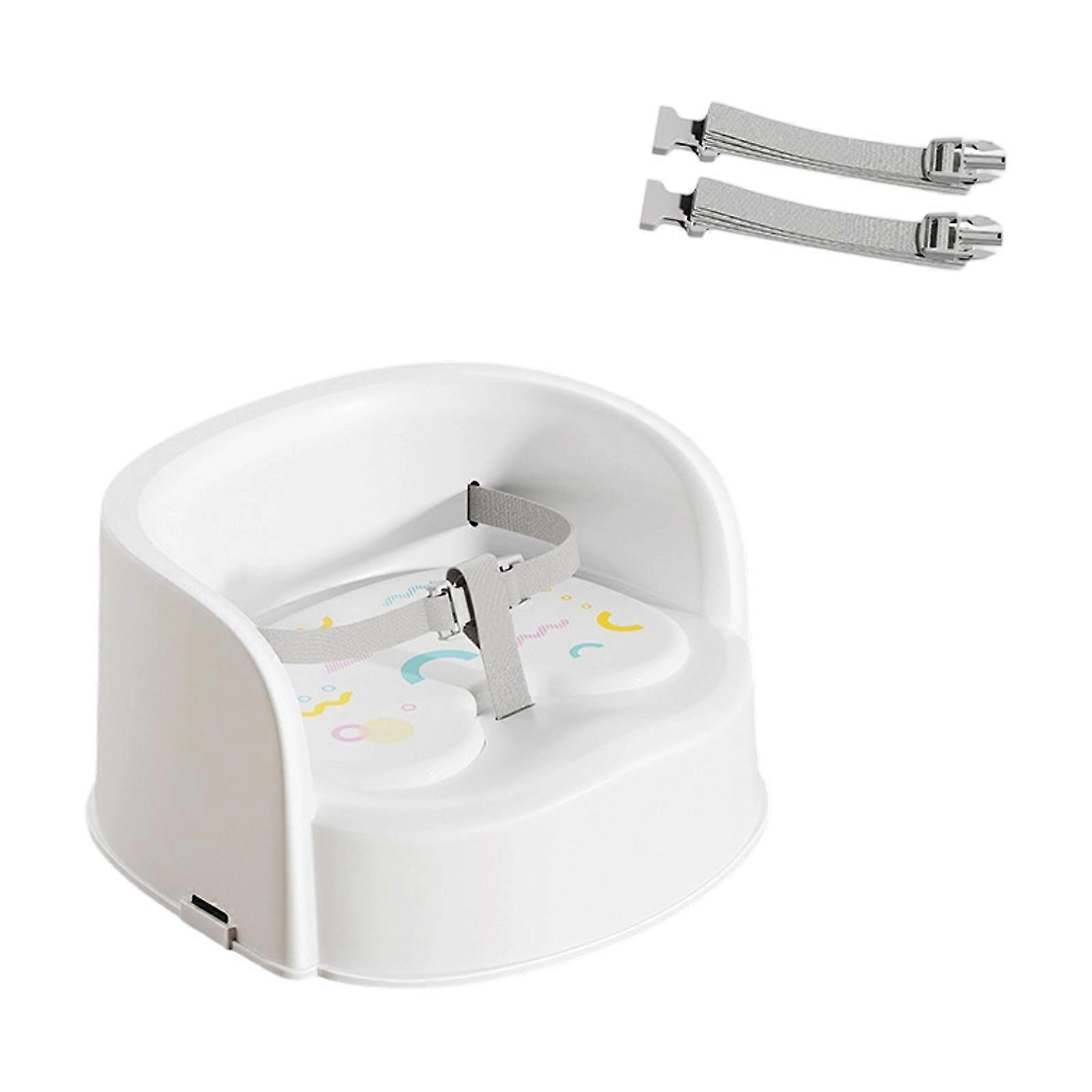 Growth Adjustable Childrens Booster Seat With Secure Buckles Semi Wrapping Structure Stable Step Stool For Home Activity  White