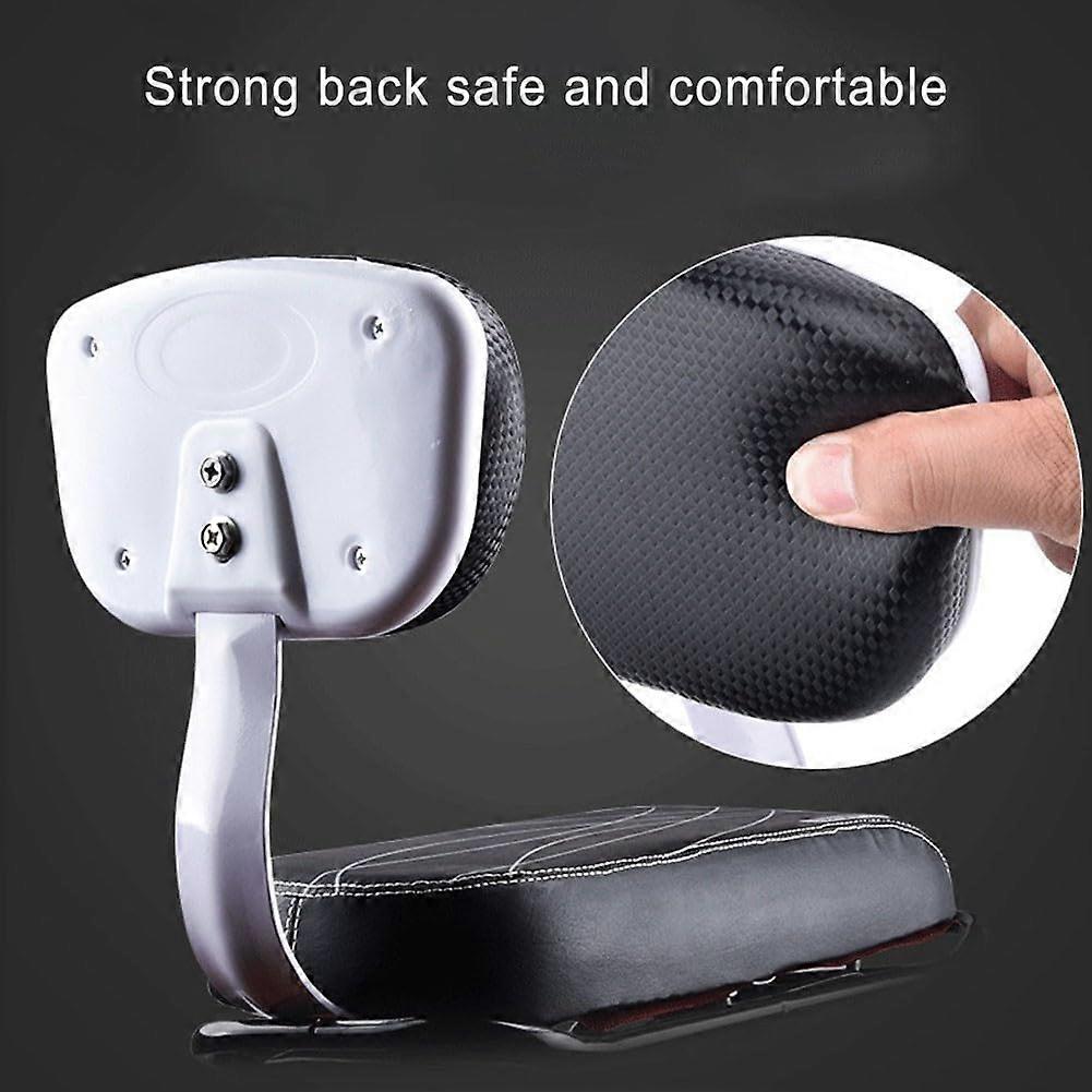 Bike Rear Passenger Seat with Backrest and Handle, Fits Mountain and Electric Bicycles, Alloy Frame with Foam Cushion and Bell
