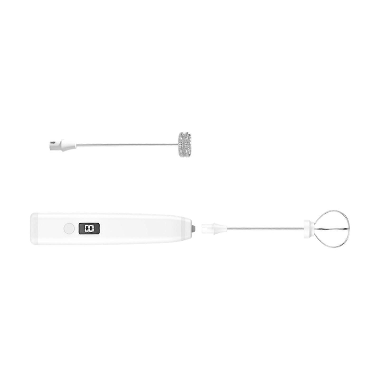 Quiet Operation Milk Frother With Stainless Steels Blade 3 Speed USB Rechargeable For Coffee Foam And Baking Mix  White