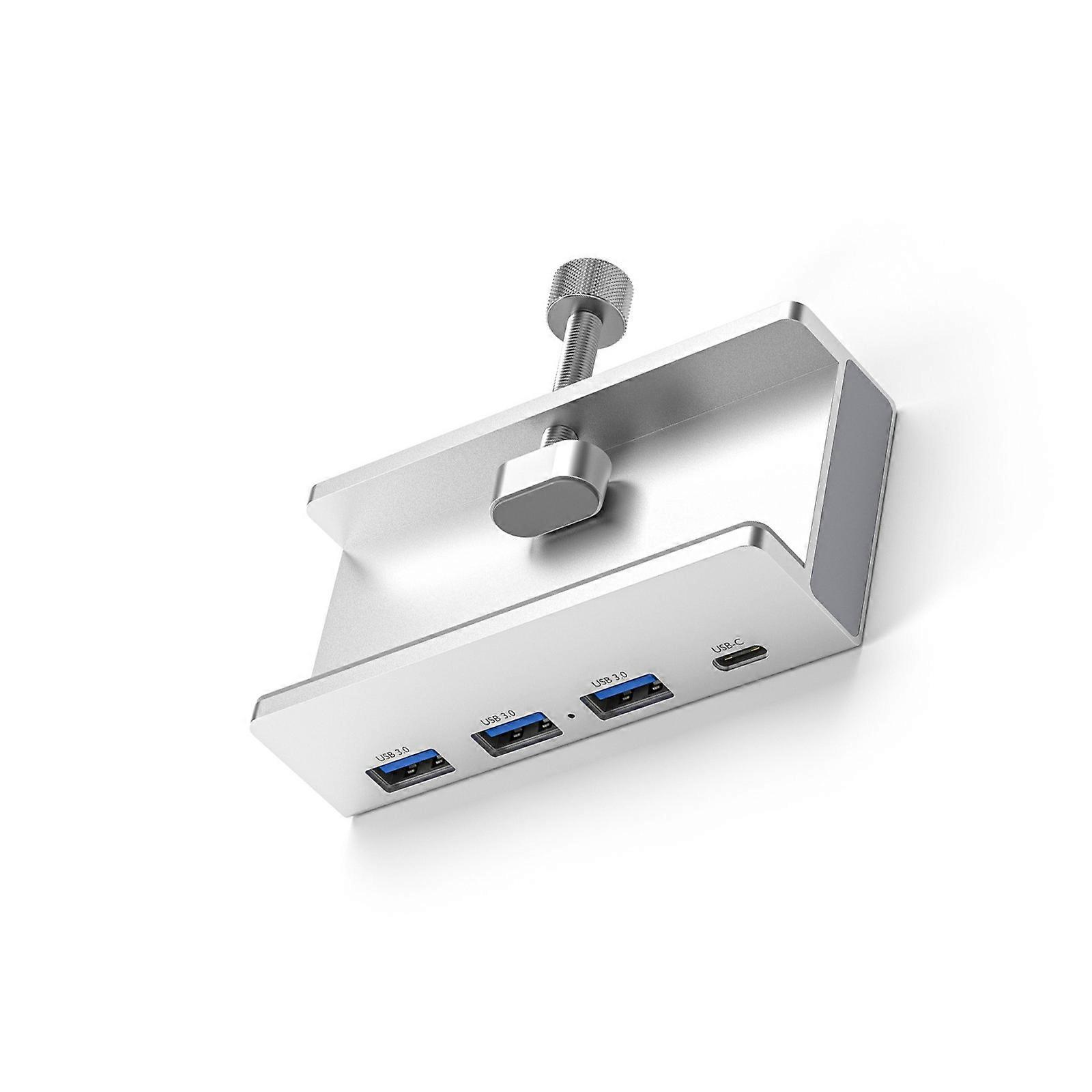 Clip-type USB3.0 HUBs Aluminum External Multiple 4 Port USB Splitter Adapter for Desktop PC Laptop Computer Accessories  Silver