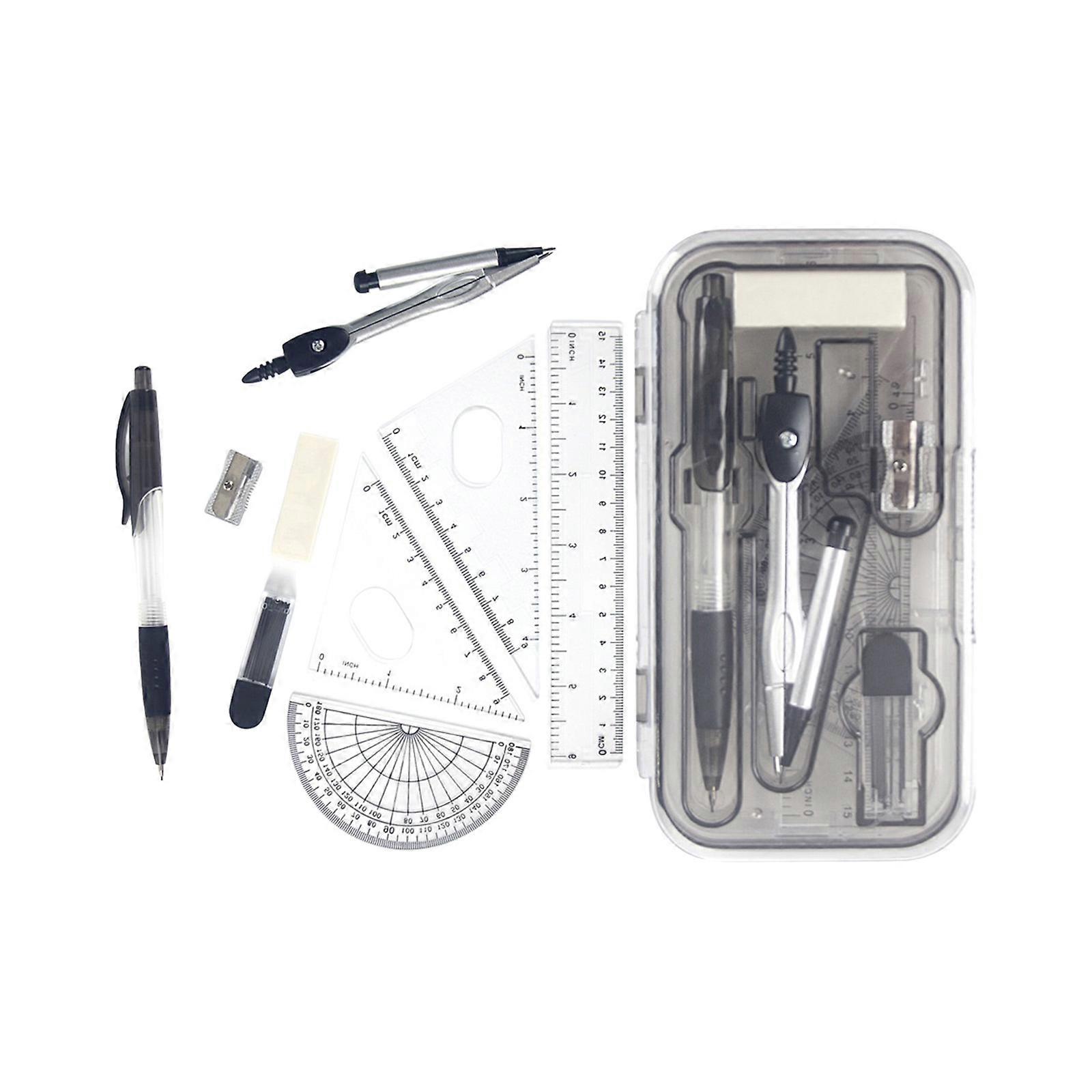 Precisions Geometry Compass Set For Students And Professionals With ABS Plastic Construction And Portable Storage Case Multicolor