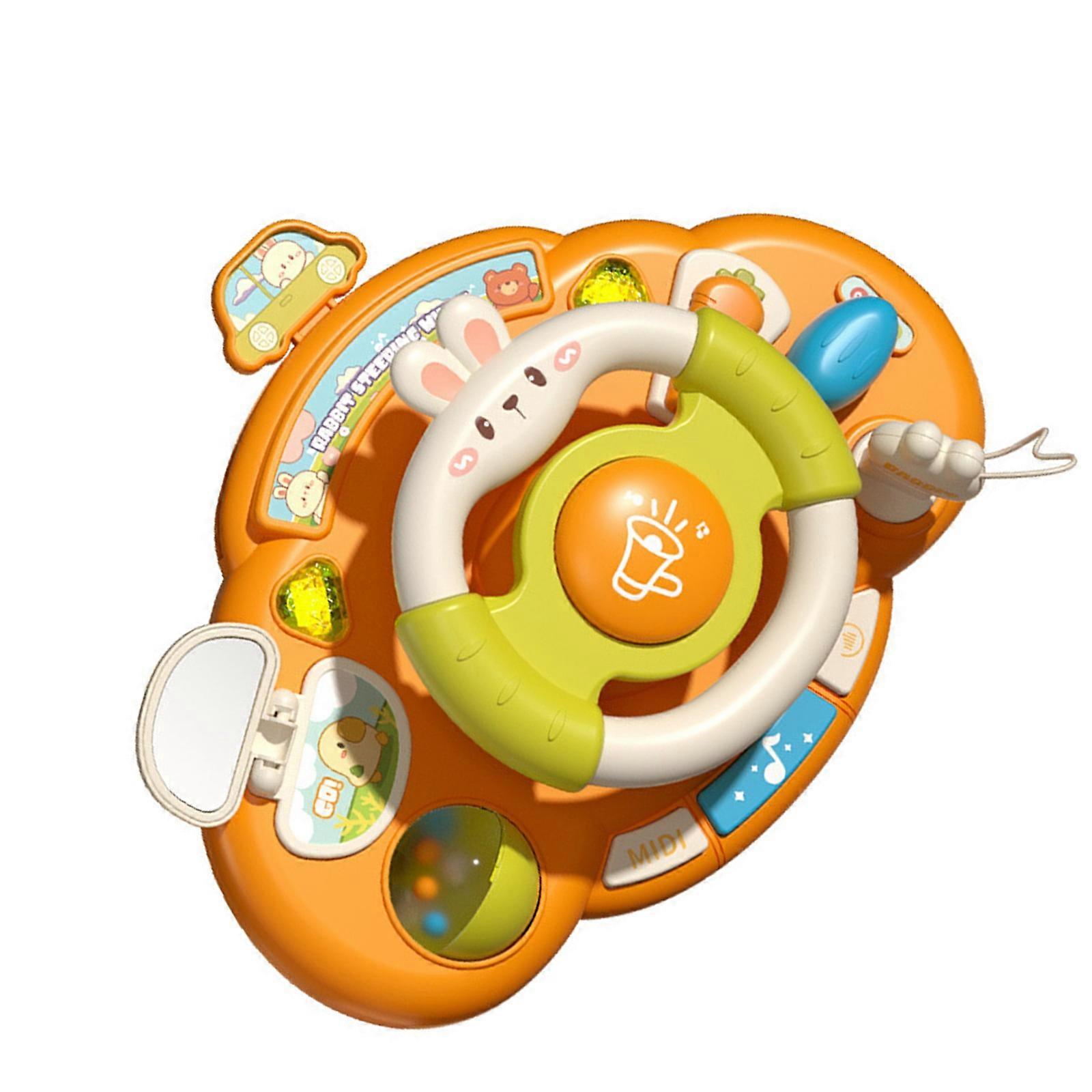 Portable Pretend Drive Simulators Toy with Rotating Wheel Interactive Sound Effects Safe ABS Construction for Toddlers Multicolor