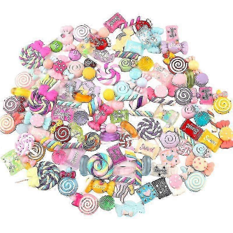 100pcs Mixed Assorted Sweets Charms - Flatback Resin Beads for DIY Crafts