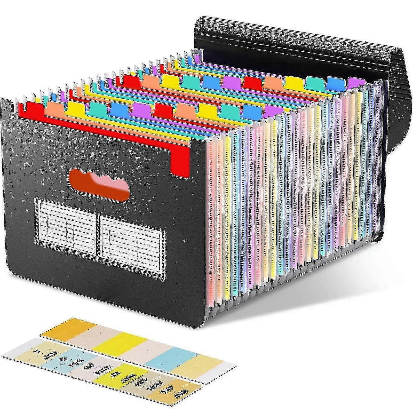 w A4 Document Sorter, 24 Compartment Folding Folder With Lid, Administrative Paper Storage, Expandable Accordion Organizer For Office/sc