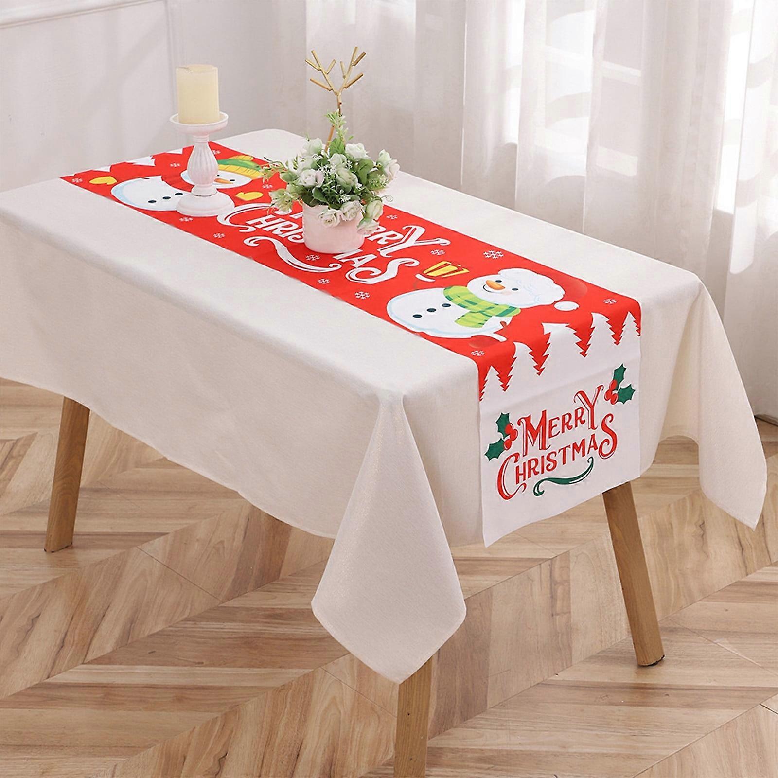 Christmas Snowman Table Flag Printed Rectangular Tablecloth Christmas Party Table Flag Tablecloth Home Decoration Adapts To Various Decoration Styles