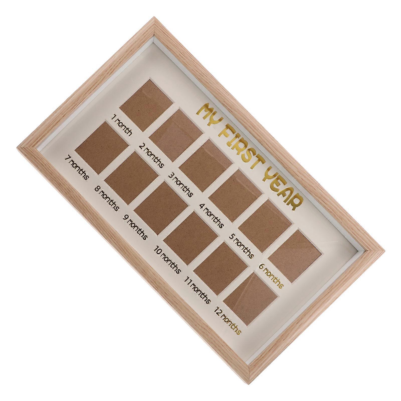 Baby First Year Photo Frame with 12 Slots for Commemorative Display