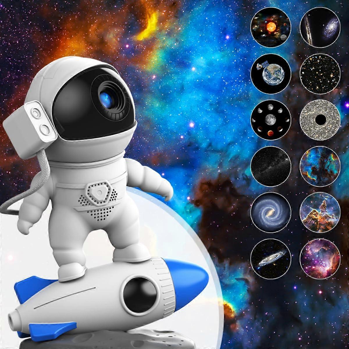 Astronaut Galaxy Projector Night Light with 12 Films, 360° Rotation, 8 Colors for Bedroom Decor