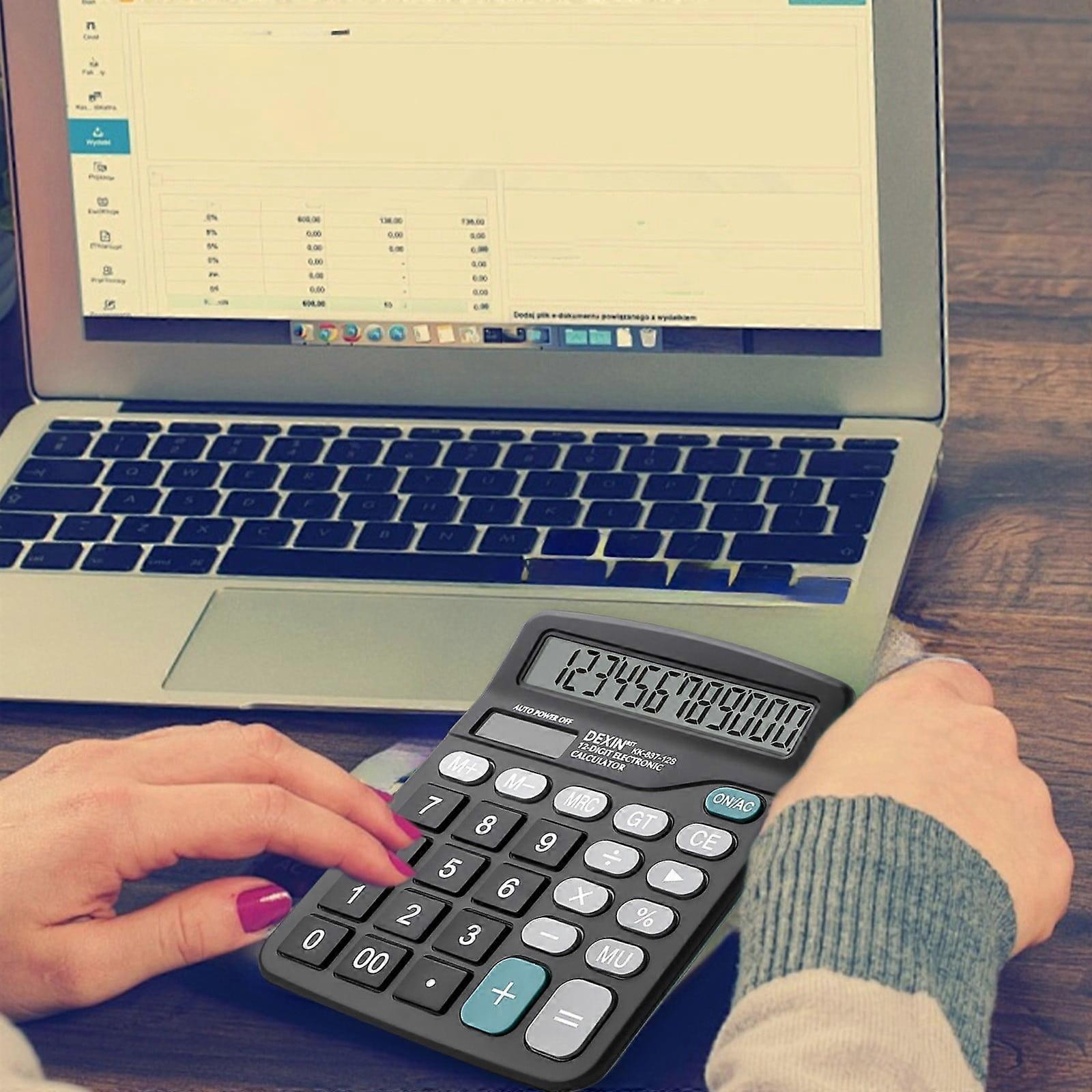 Calculator 12 Keys, Solar Power and Battery, Accounting Calculator with Big Button, Battery Include, Perfect for Office Business Home Daily Use