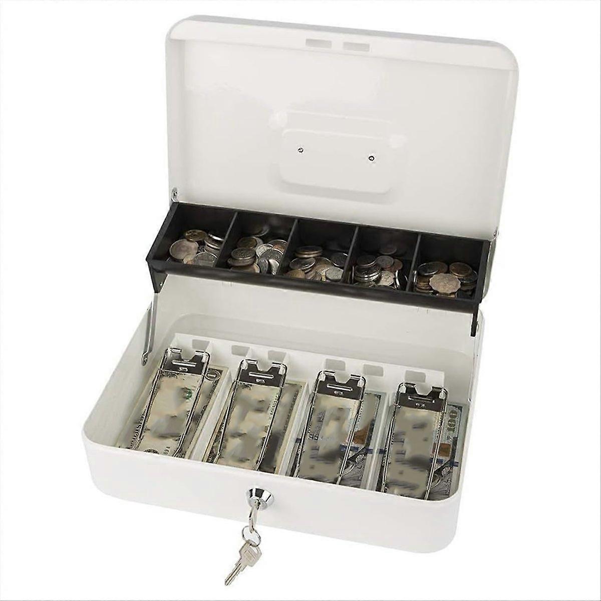 Lockable Metal Cash Box, Multi-Compartment B
