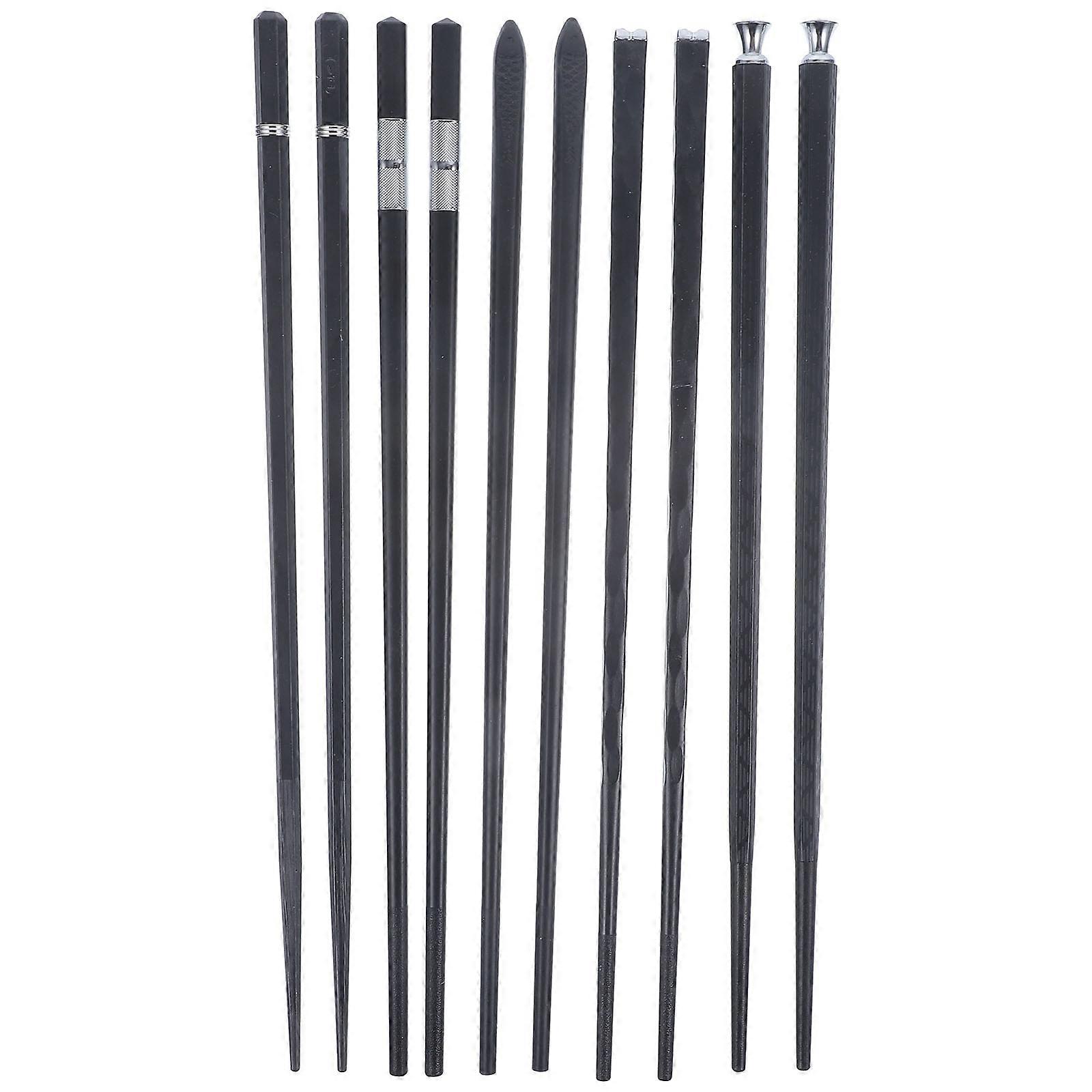 5 Pairs Black AntiSlip Reusable Chopsticks Made of HeatResistant Synthetic Material for Home Use