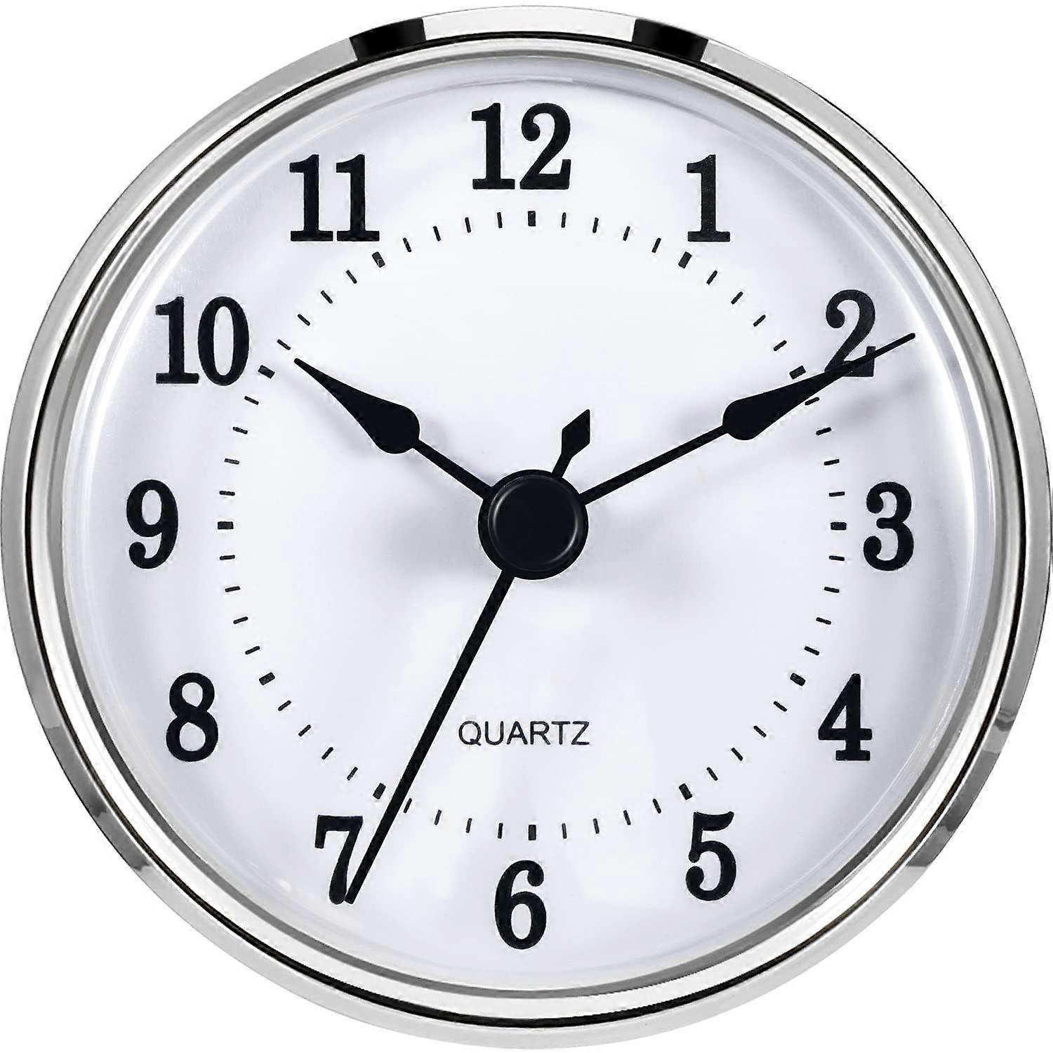 3 Inch Quartz Clock Insert with Silver Bezel, Clear Arabic Numerals, Accurate Movement
