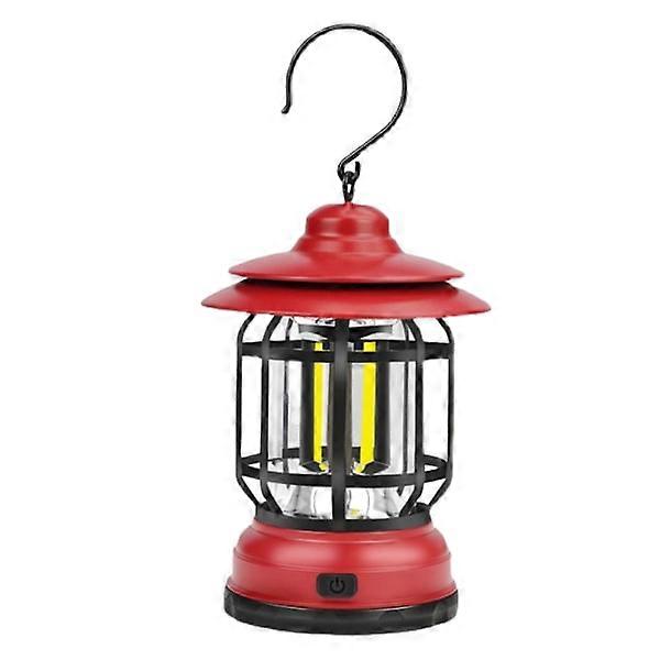 LED camping lantern hanging tent lamp Retro portable lamp red battery type