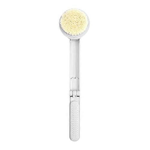 Foldable Long Handle Back Scrubber with Gentle Bristles for Shower and Travel  White