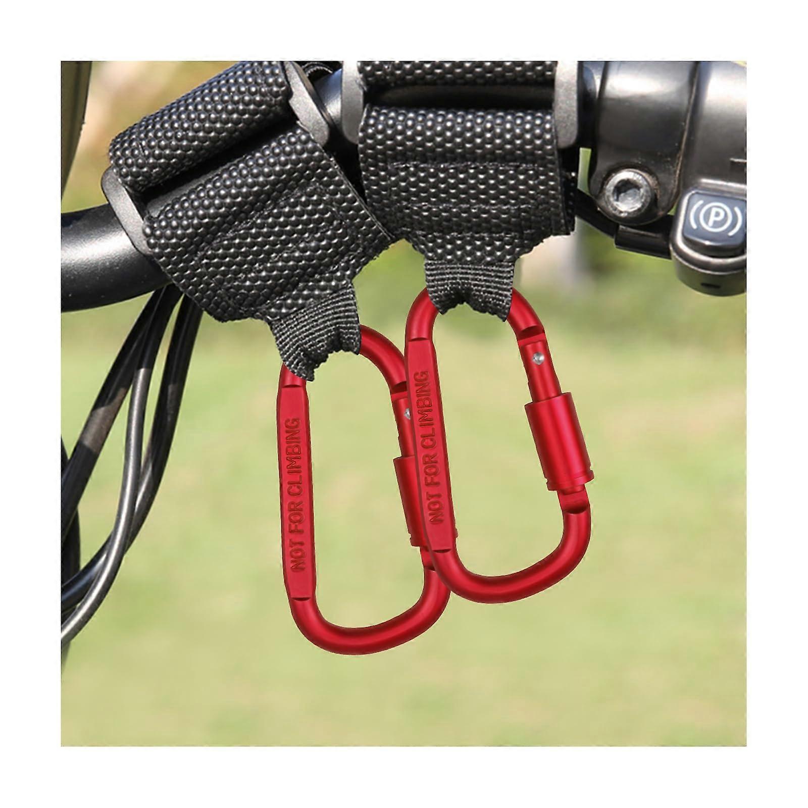 2PCS Heavy Duty Helmet Hook with Secure Lock Carabiner Clip, Adjustable Strap for Scooter Bike (Red)