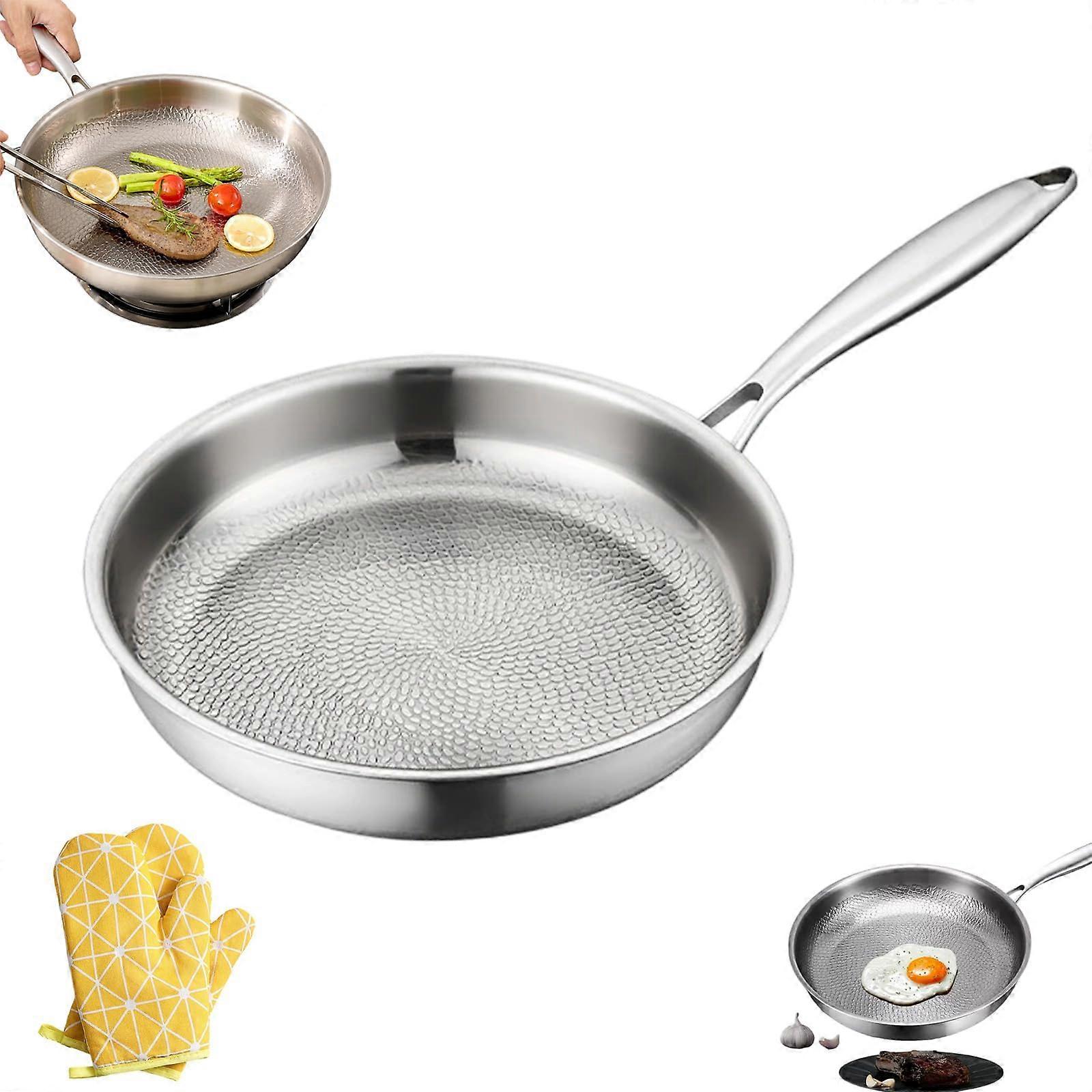 Titanium Frying Pan Nonstick Skillet Hammered Finish Heat Resistant for All Stovetops 10.23in