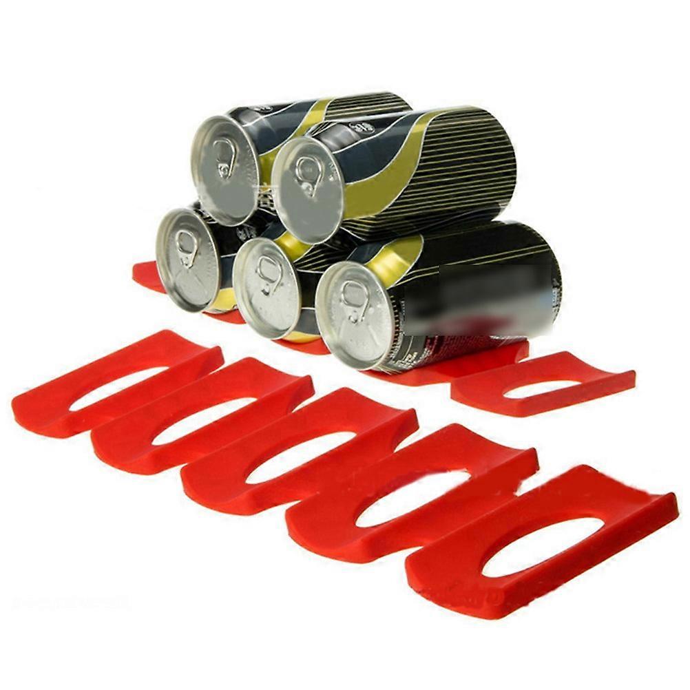 Silicone Fridge Storage Rack for Beverage Cans in Red Large Size 3pcs Set Suitable for Kitchen Use