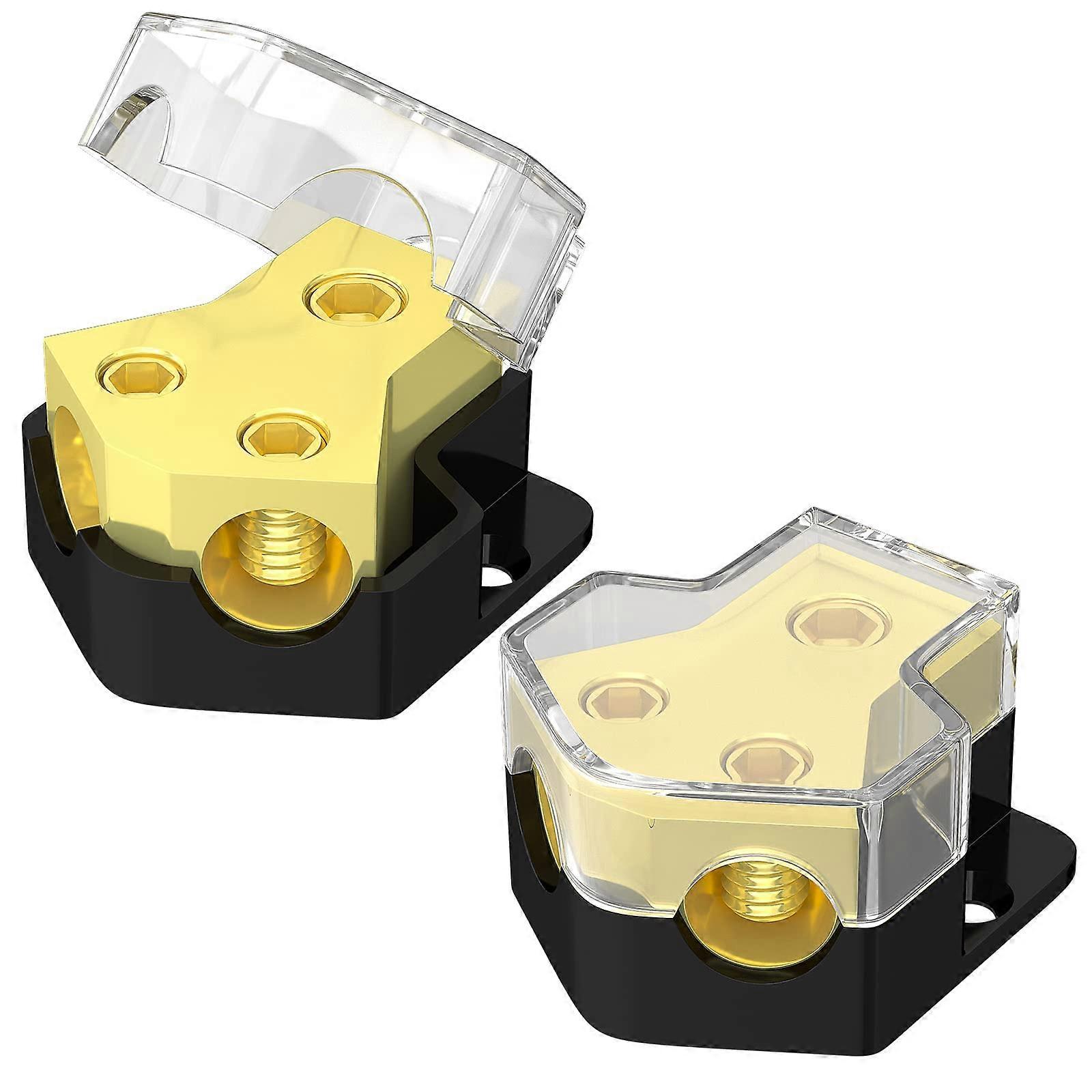 12V Power Distribution Block Dual Output Car Audio Splitter 0/2/4 AWG In 4/6/8 AWG Out Marine