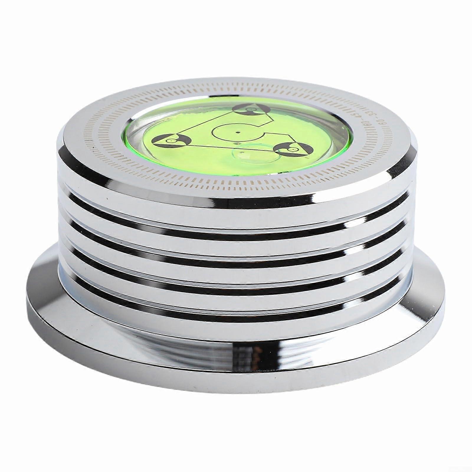 Turntable Stabilizer With Bubble Level Aluminum Construction 60Hz Compatible For LP Records Silver